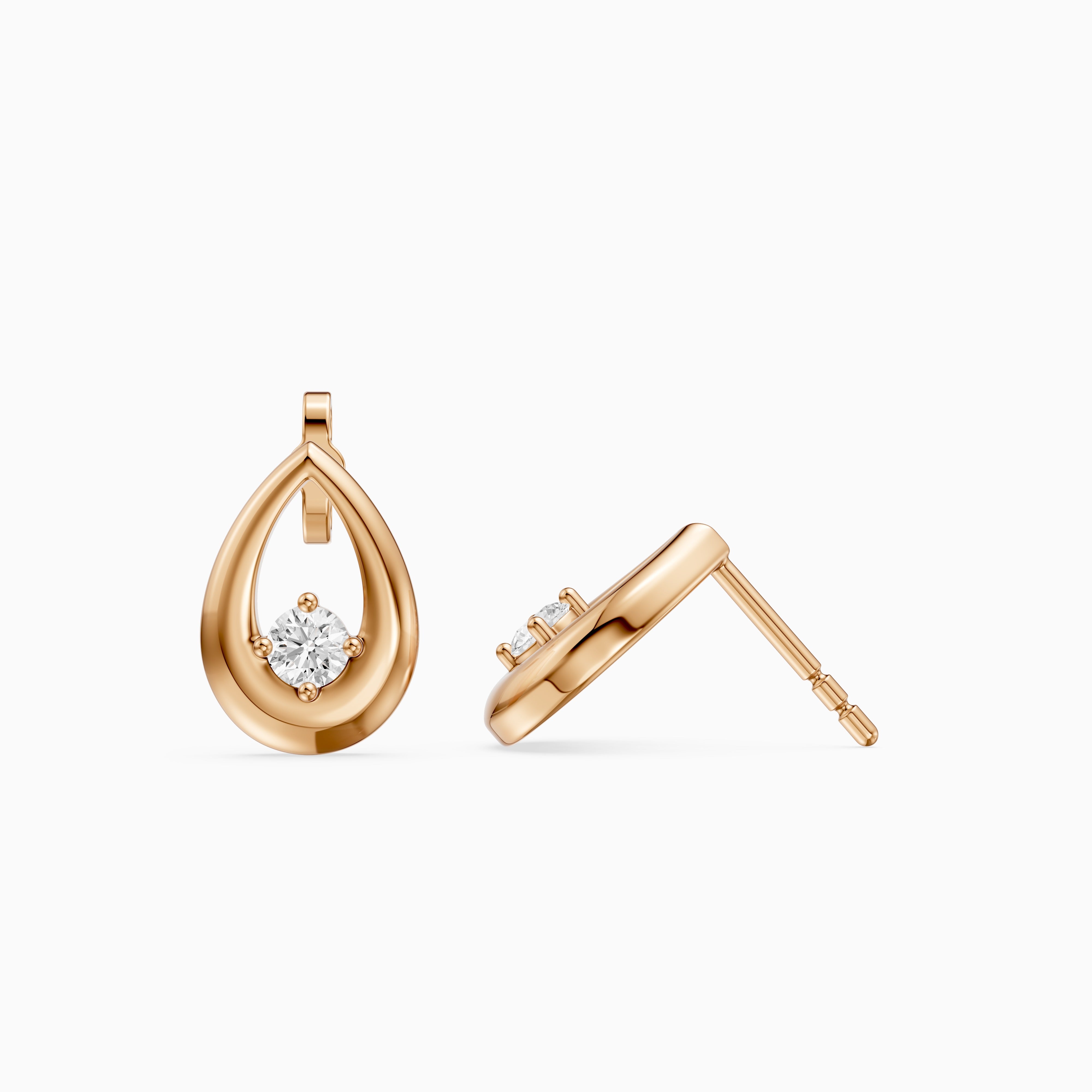 Nerine Round Lab Grown Diamond Teardrop Drop Earrings