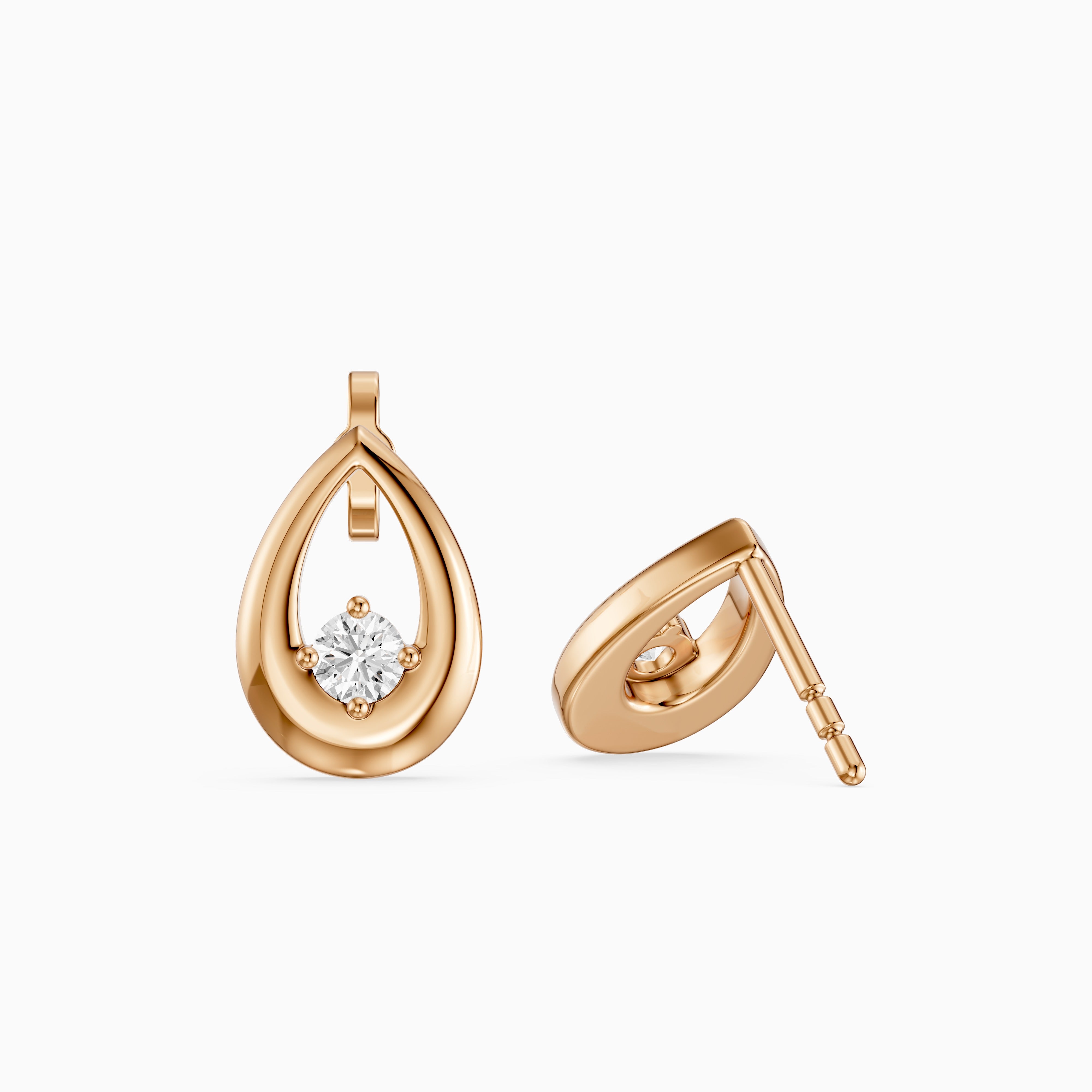 Nerine Round Lab Grown Diamond Teardrop Drop Earrings