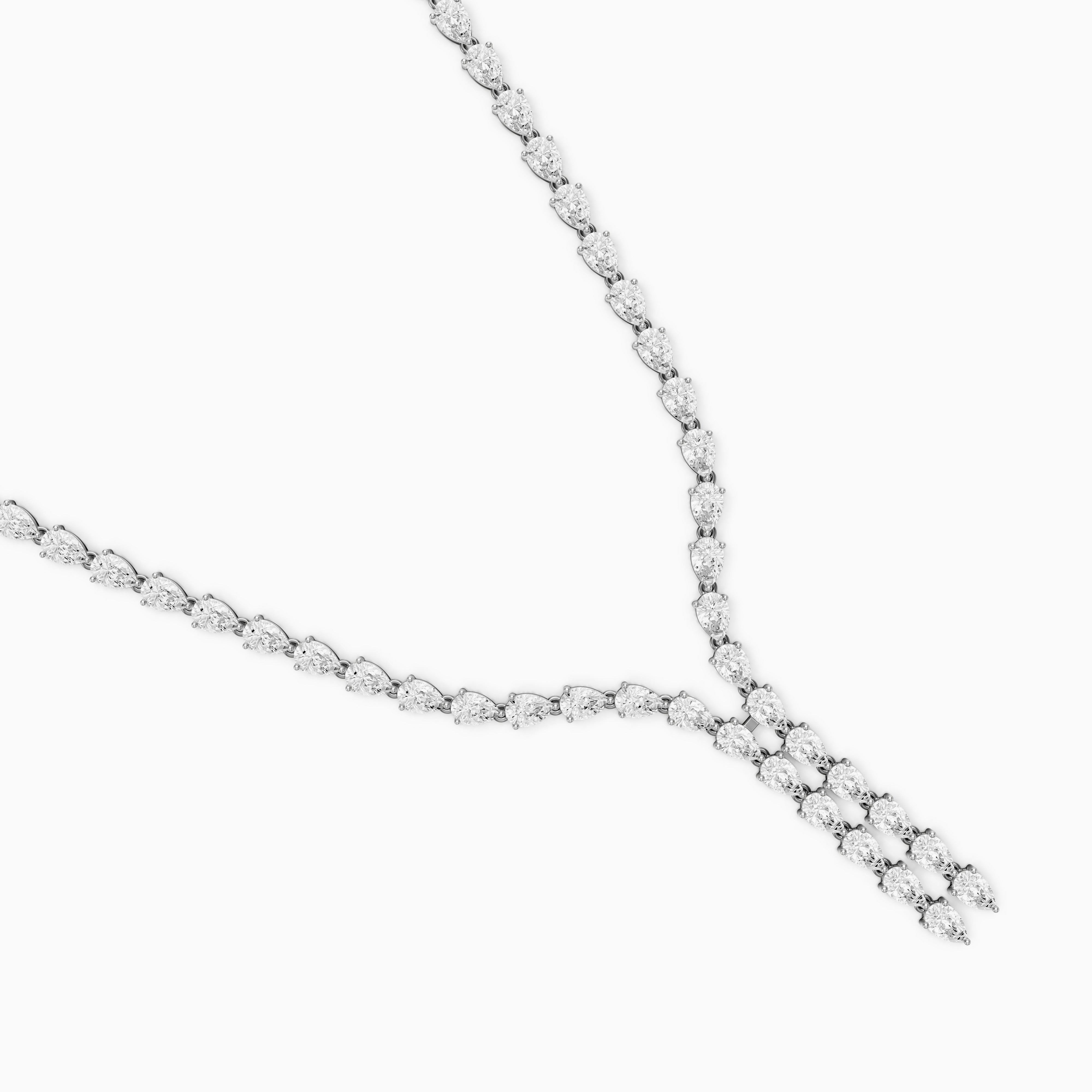 Aniyah Pear Lab Grown Diamond Split Tennis Necklace