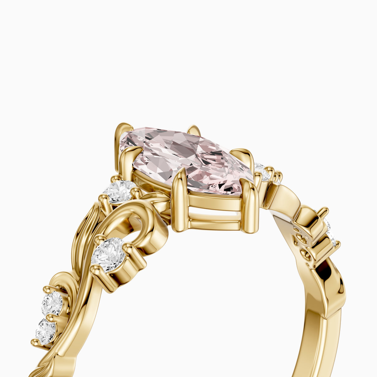 Brodie Marquise Cut Nature Inspired Pink Lab Grown Diamond Ring
