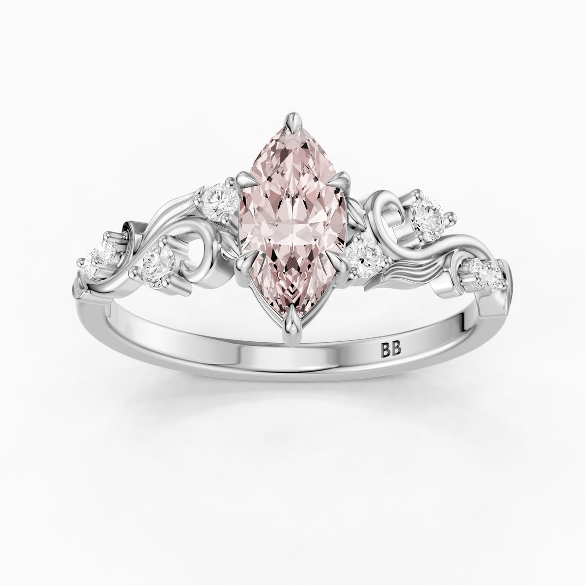 Brodie Marquise Cut Nature Inspired Pink Lab Grown Diamond Ring