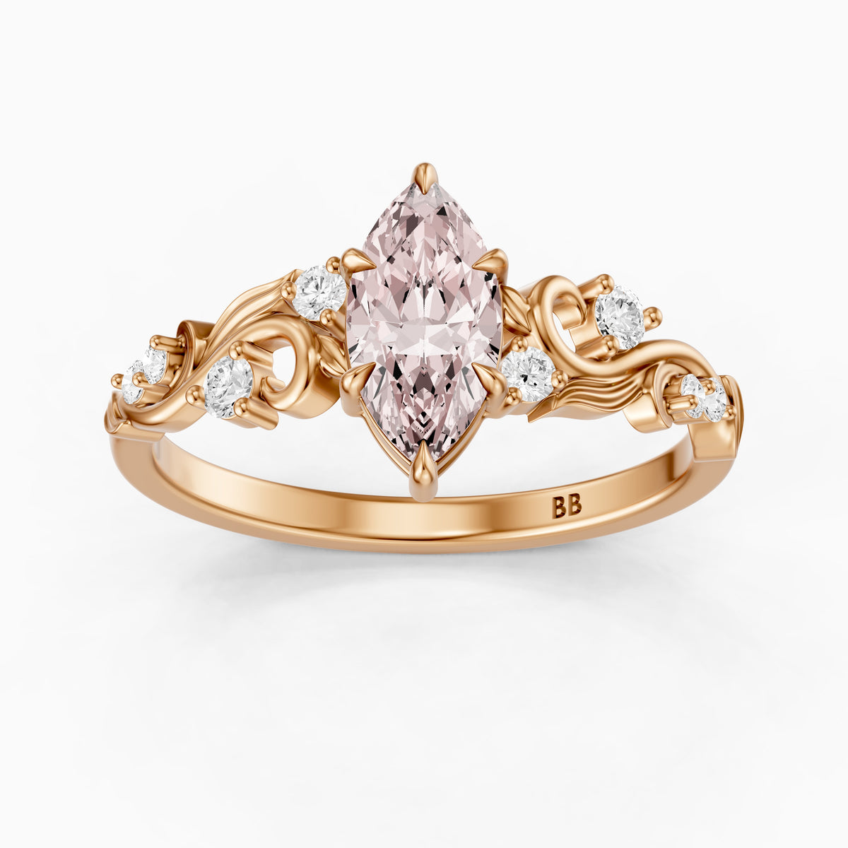 Brodie Marquise Cut Nature Inspired Pink Lab Grown Diamond Ring