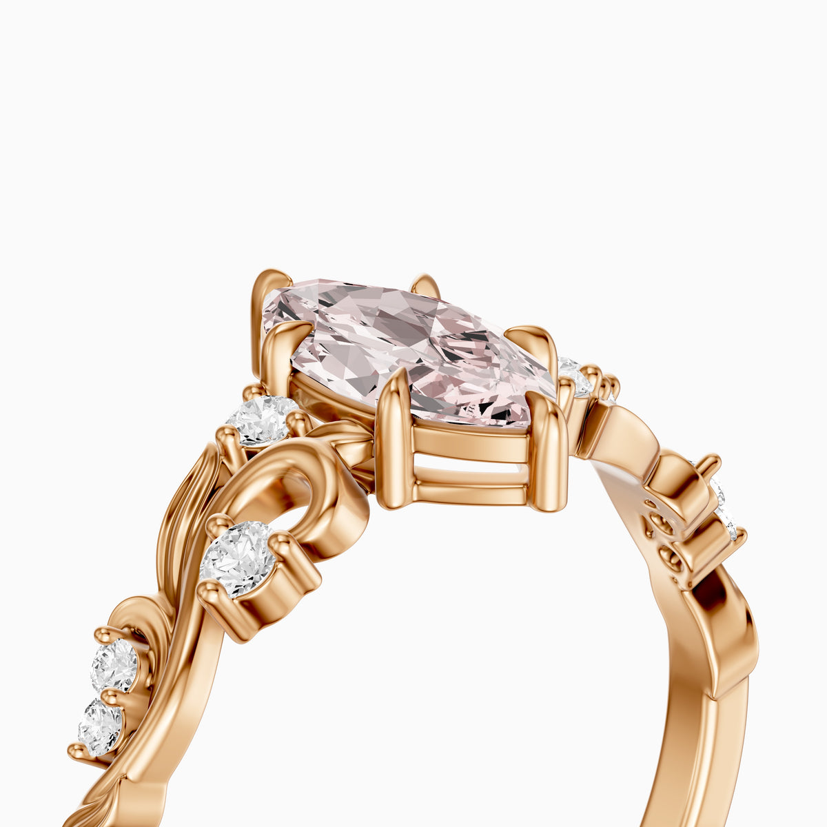 Brodie Marquise Cut Nature Inspired Pink Lab Grown Diamond Ring