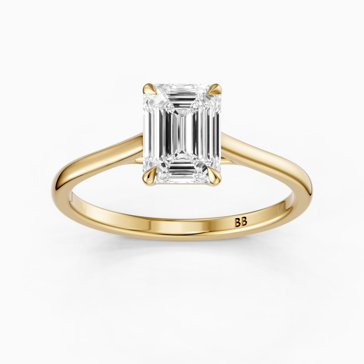 Charlay Emerald Cut Solitaire Moissanite Diamond Engagement Ring