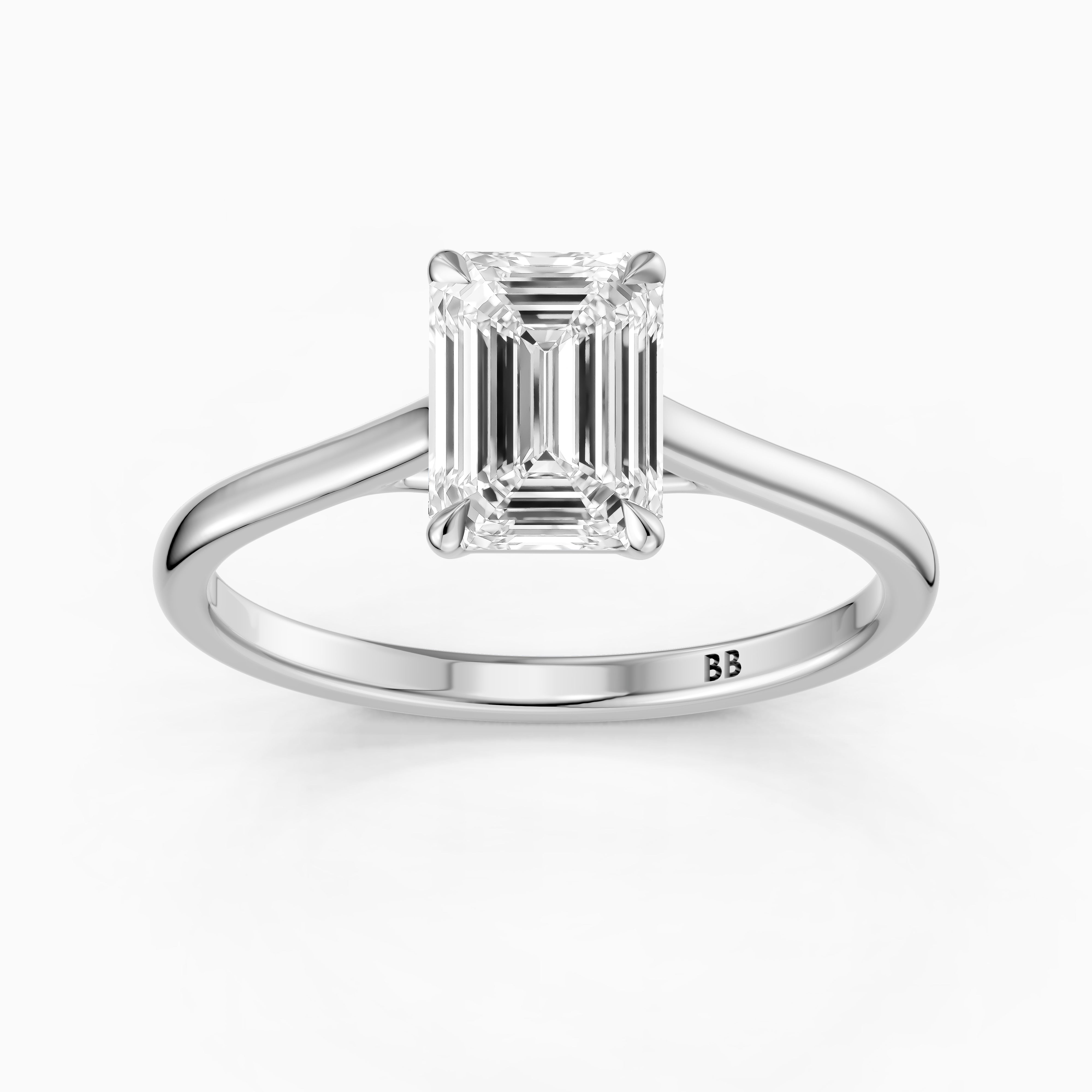 Charlay Emerald Cut Solitaire Moissanite Diamond Engagement Ring