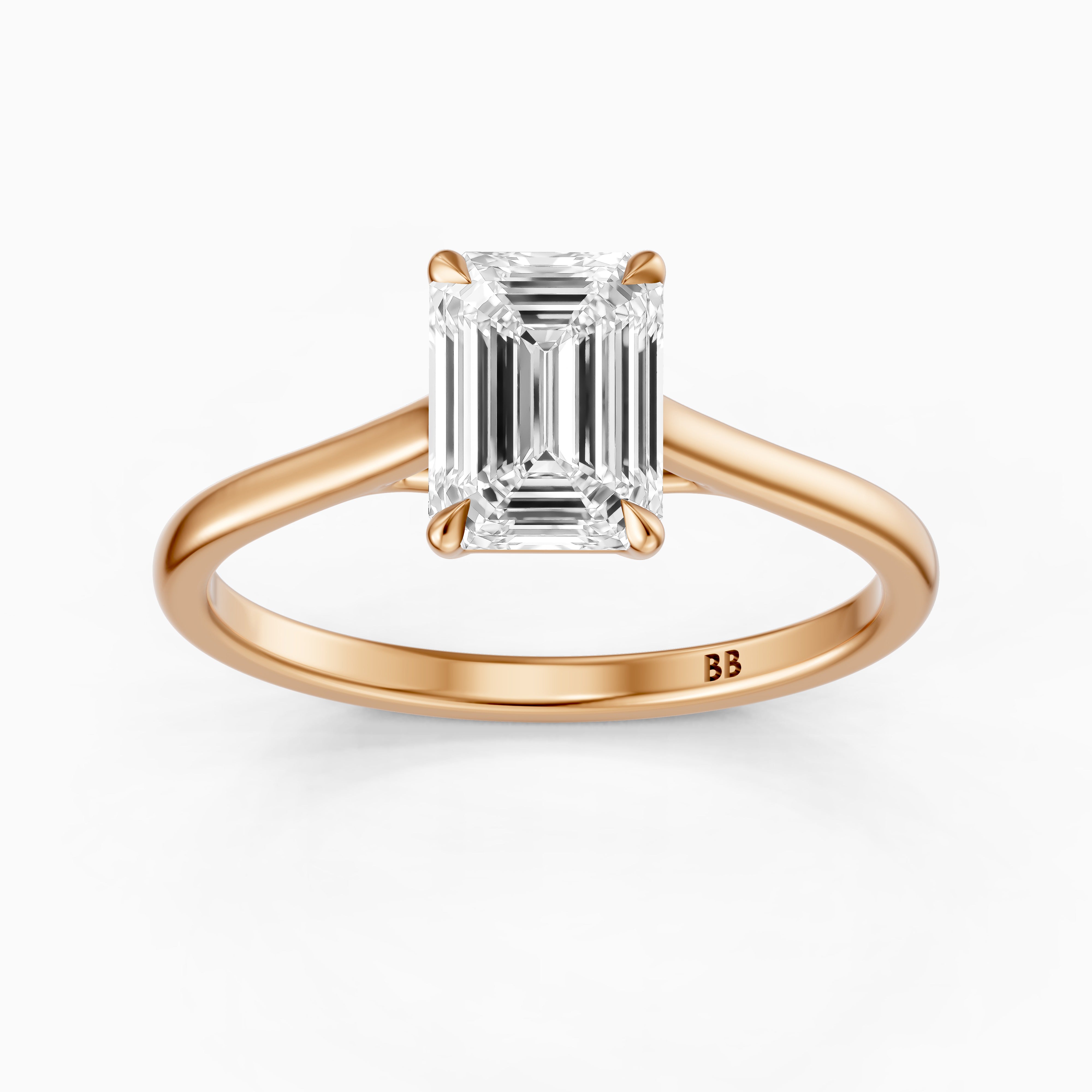 Charlay Emerald Cut Solitaire Moissanite Diamond Engagement Ring
