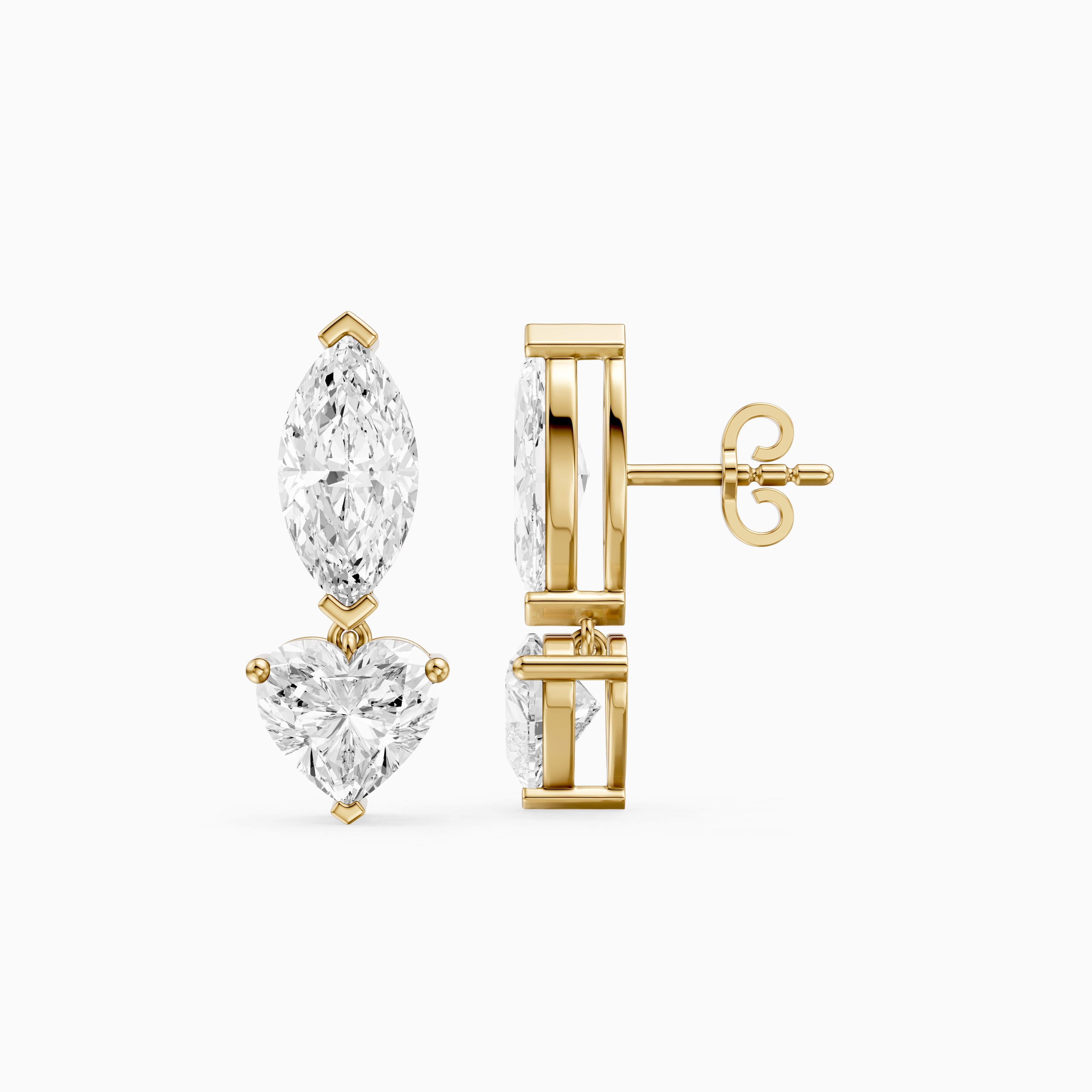 Saylor Marquise and Heart Shape Lab Grown Diamond Drop Earrings