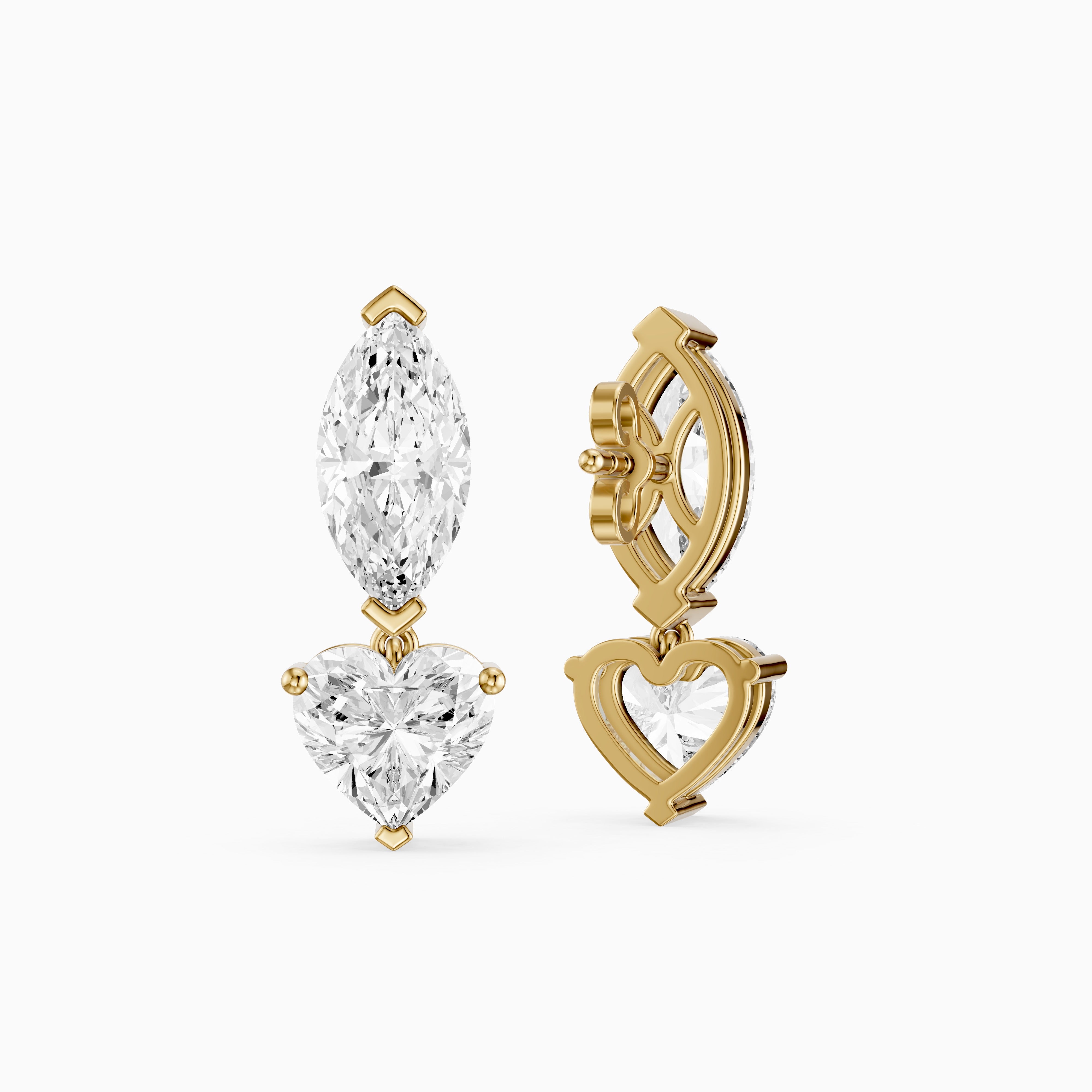 Saylor Marquise and Heart Shape Lab Grown Diamond Drop Earrings