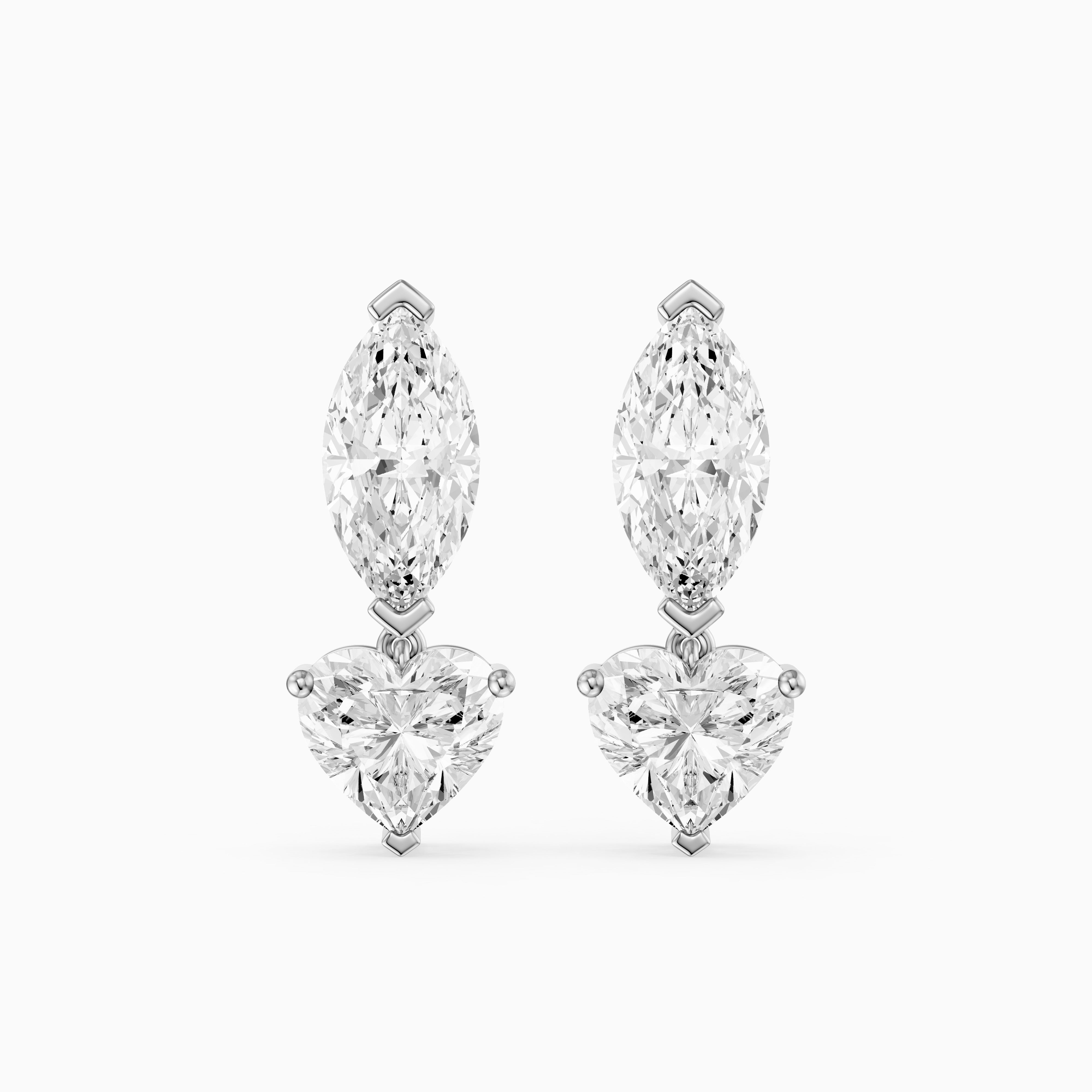 Saylor Marquise and Heart Shape Lab Grown Diamond Drop Earrings