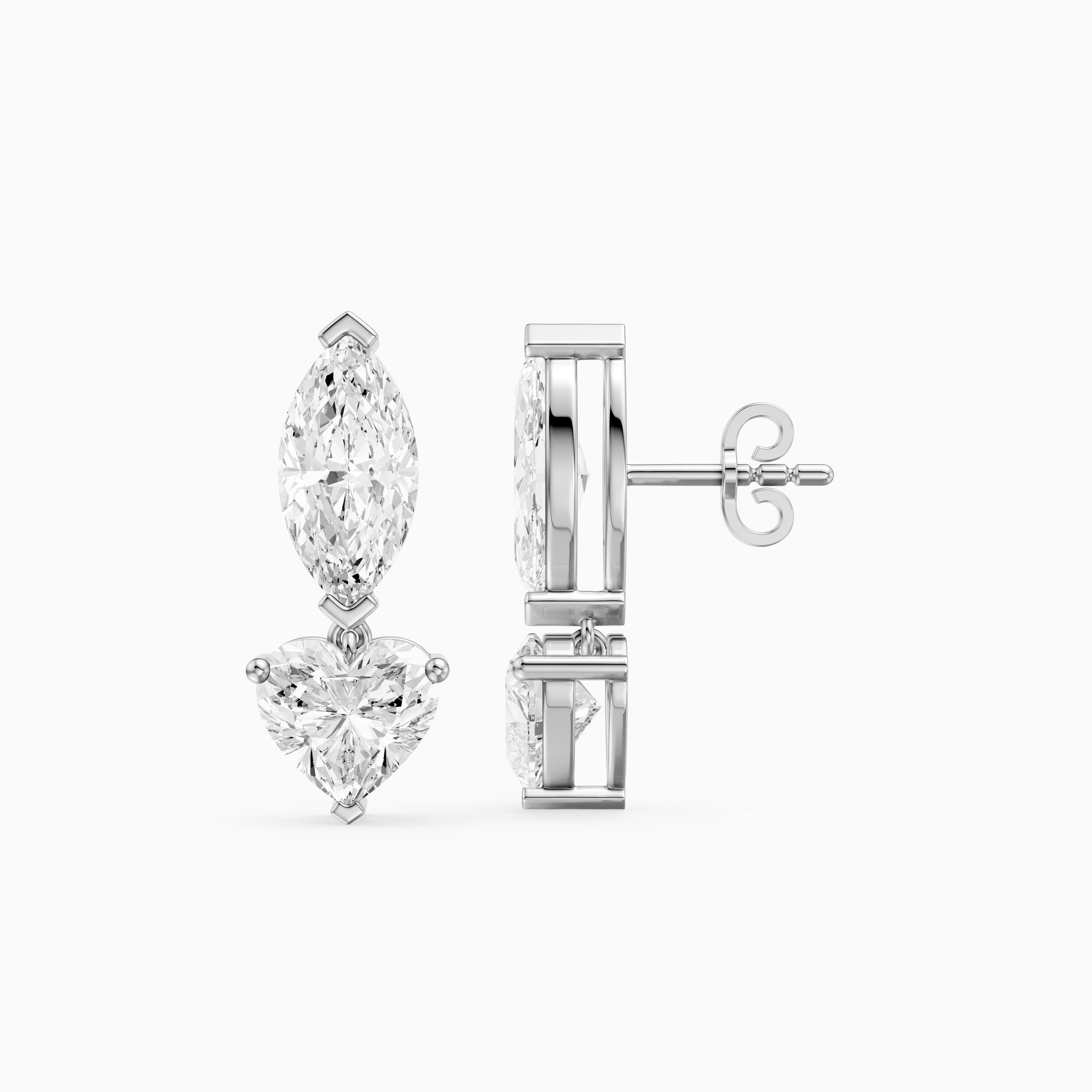 Saylor Marquise and Heart Shape Lab Grown Diamond Drop Earrings