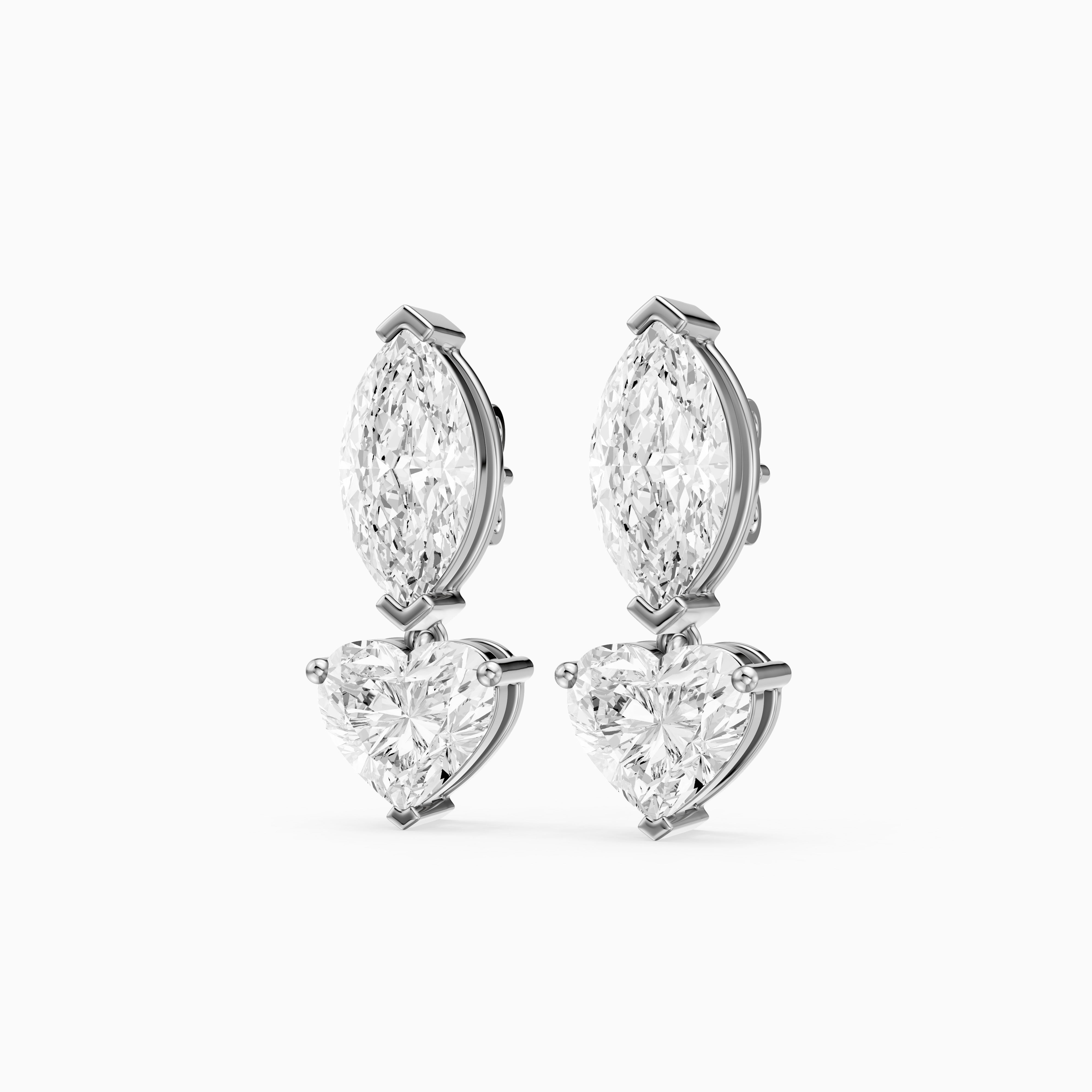 Saylor Marquise and Heart Shape Lab Grown Diamond Drop Earrings