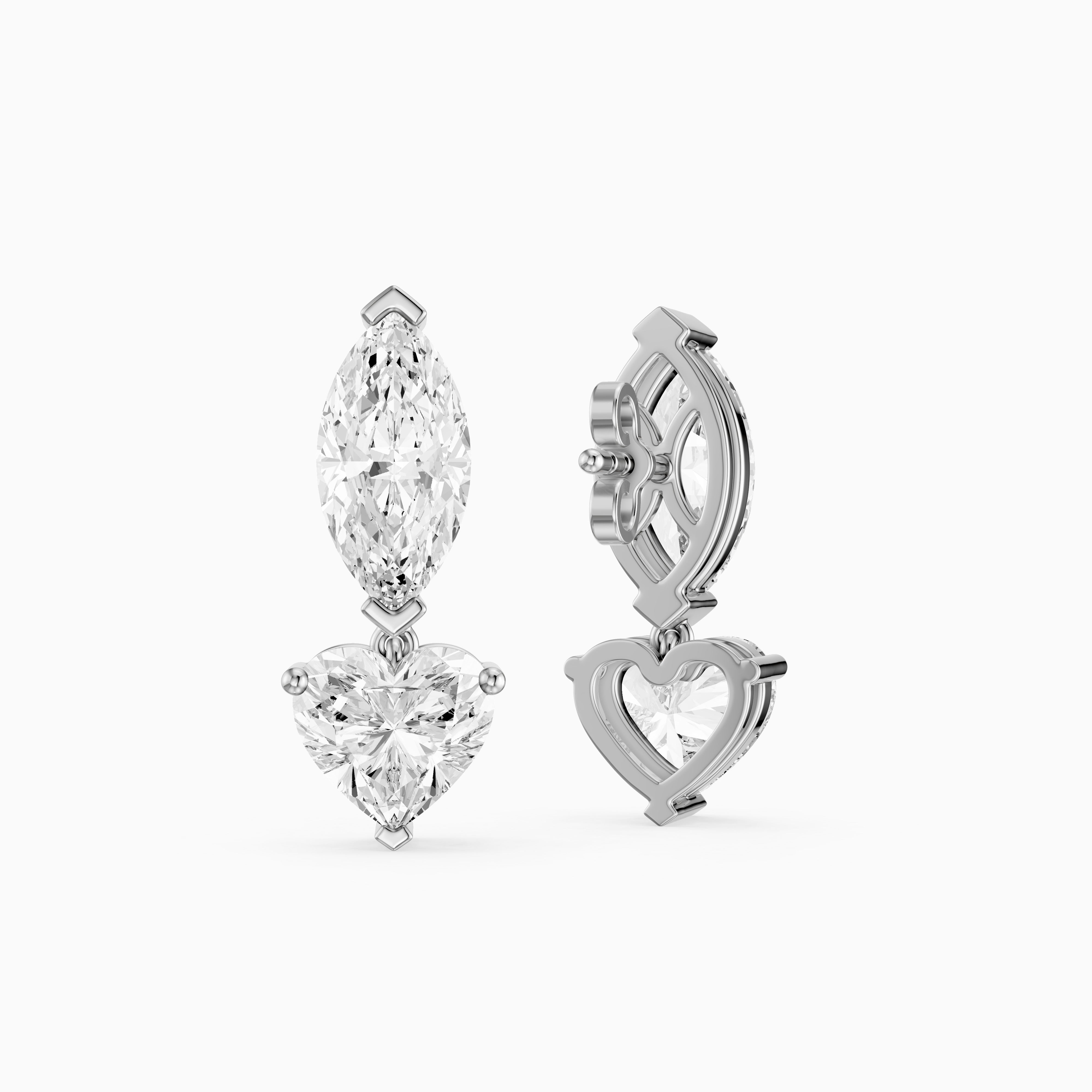 Saylor Marquise and Heart Shape Lab Grown Diamond Drop Earrings