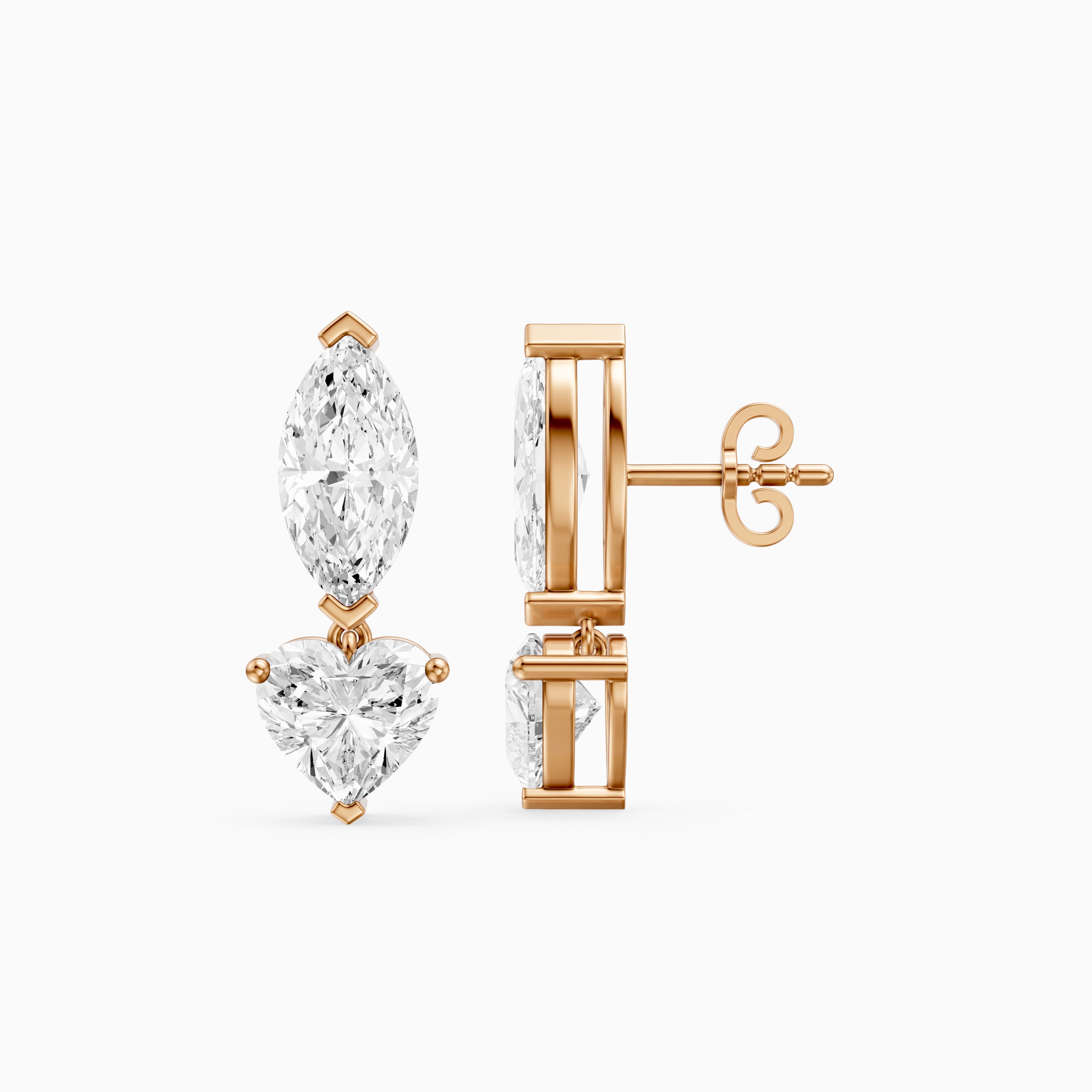 Saylor Marquise and Heart Shape Lab Grown Diamond Drop Earrings