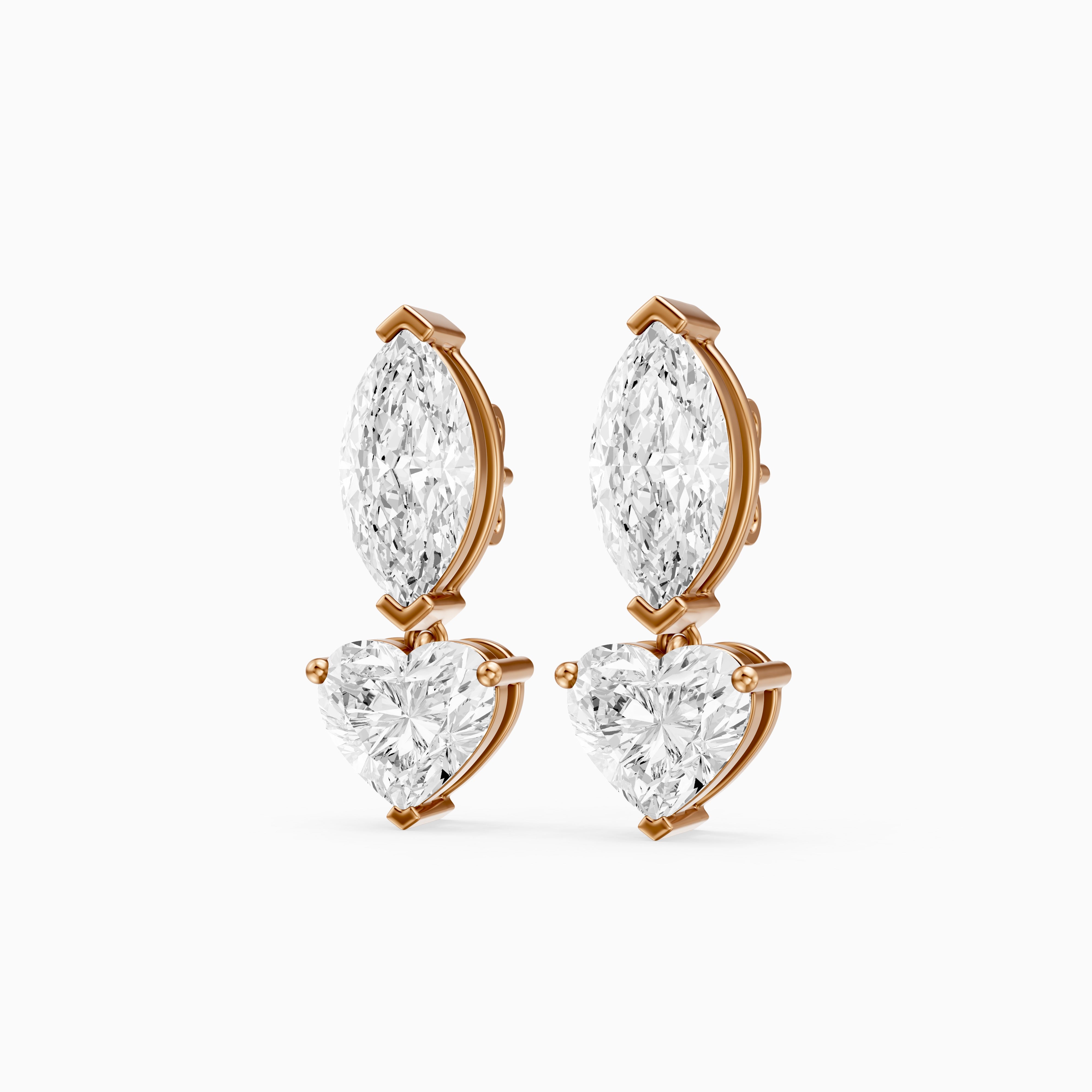 Saylor Marquise and Heart Shape Lab Grown Diamond Drop Earrings