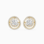 Orietta Round Lab Grown Diamond Spiral Pave Halo Earrings
