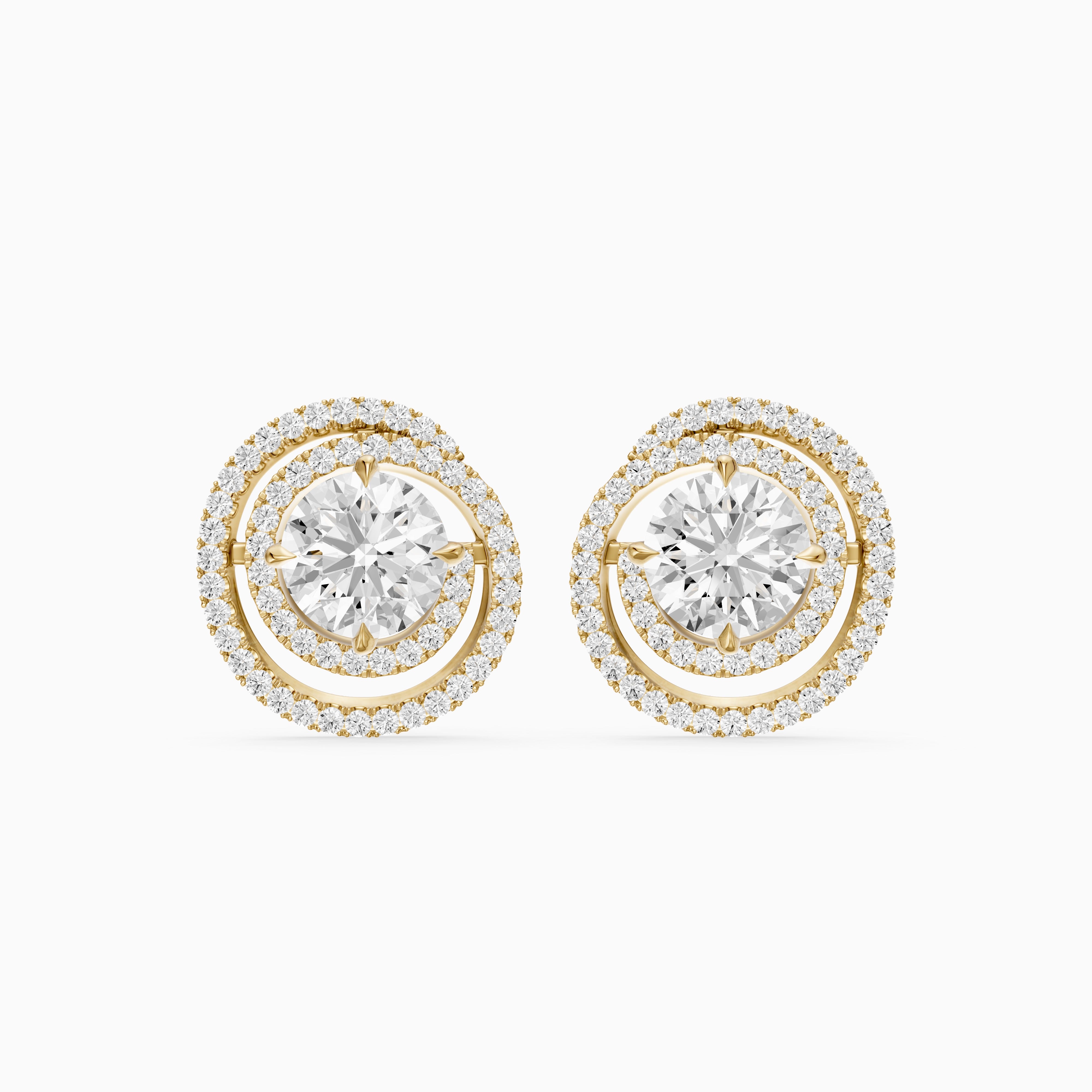 Orietta Round Lab Grown Diamond Spiral Pave Halo Earrings