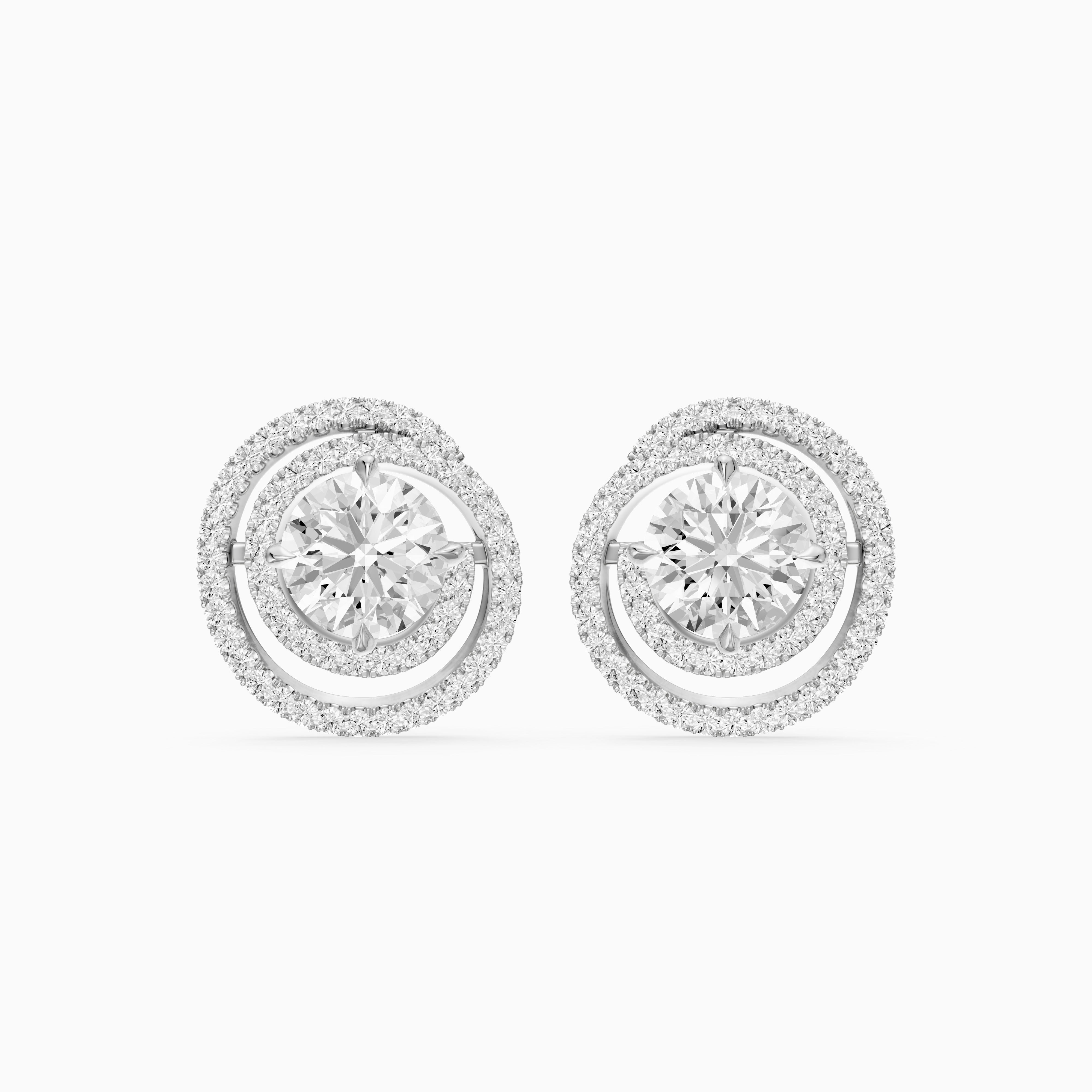 Orietta Round Lab Grown Diamond Spiral Pave Halo Earrings