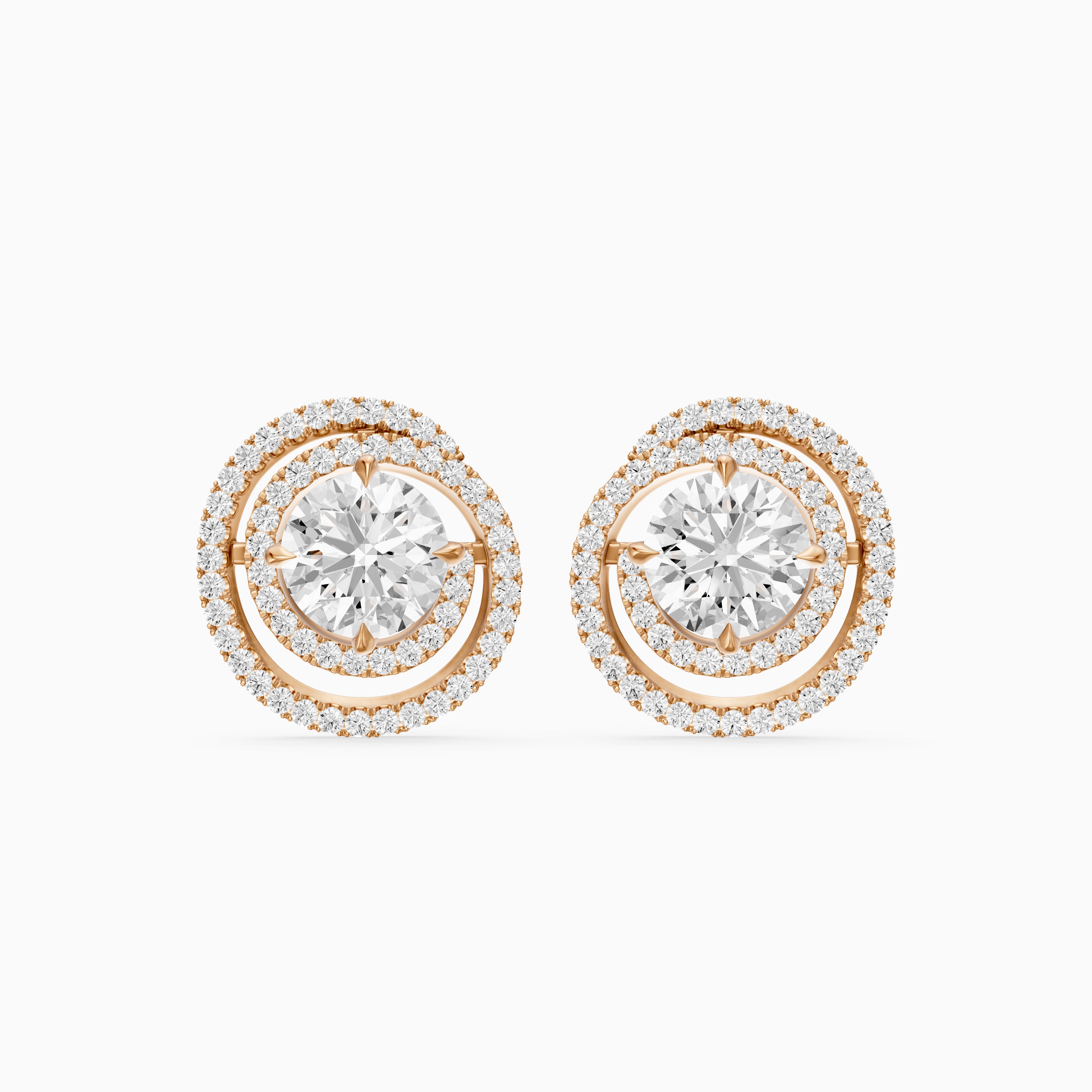 Orietta Round Lab Grown Diamond Spiral Pave Halo Earrings