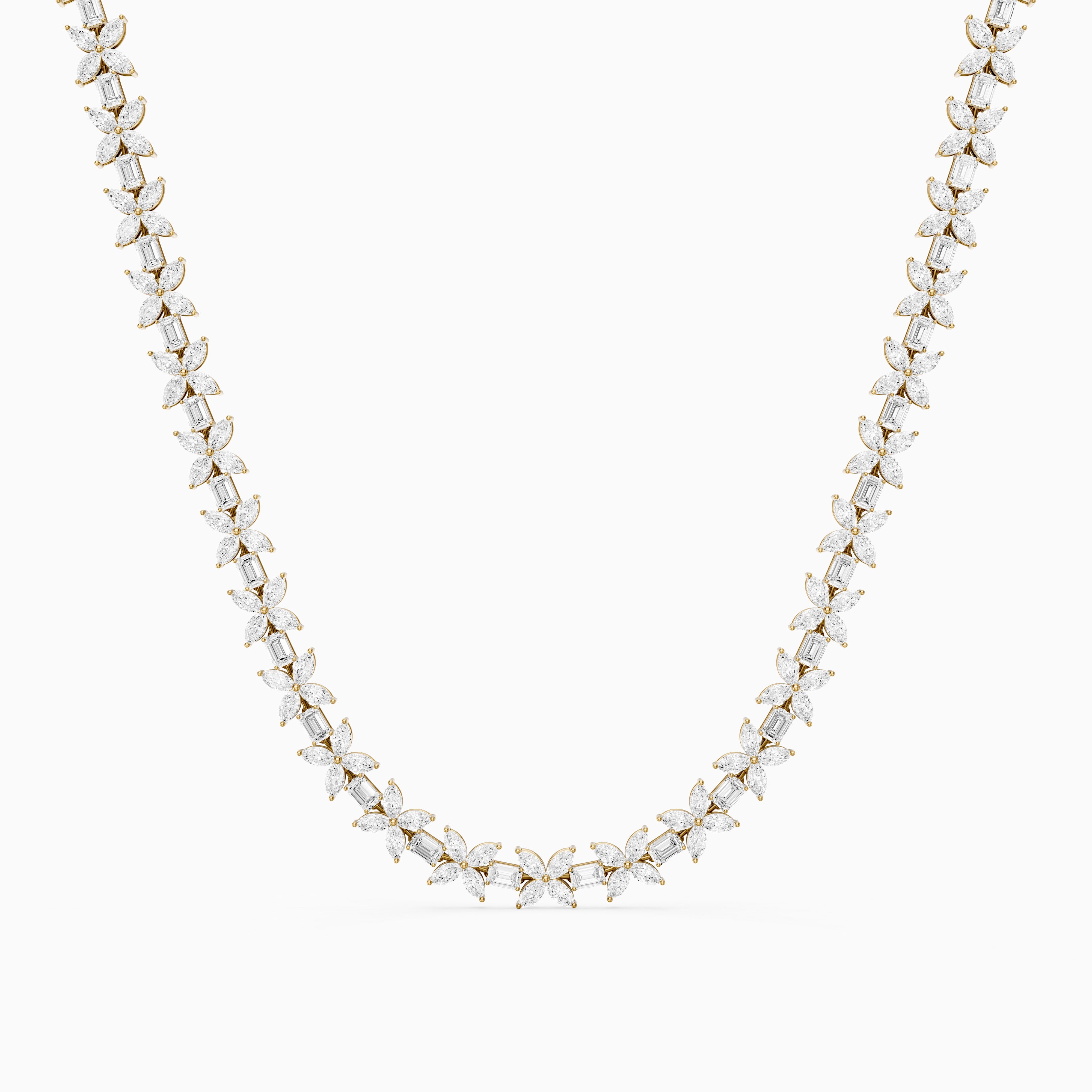 Aubree Marquise and Emerald Lab Grown Diamond Floral Necklace