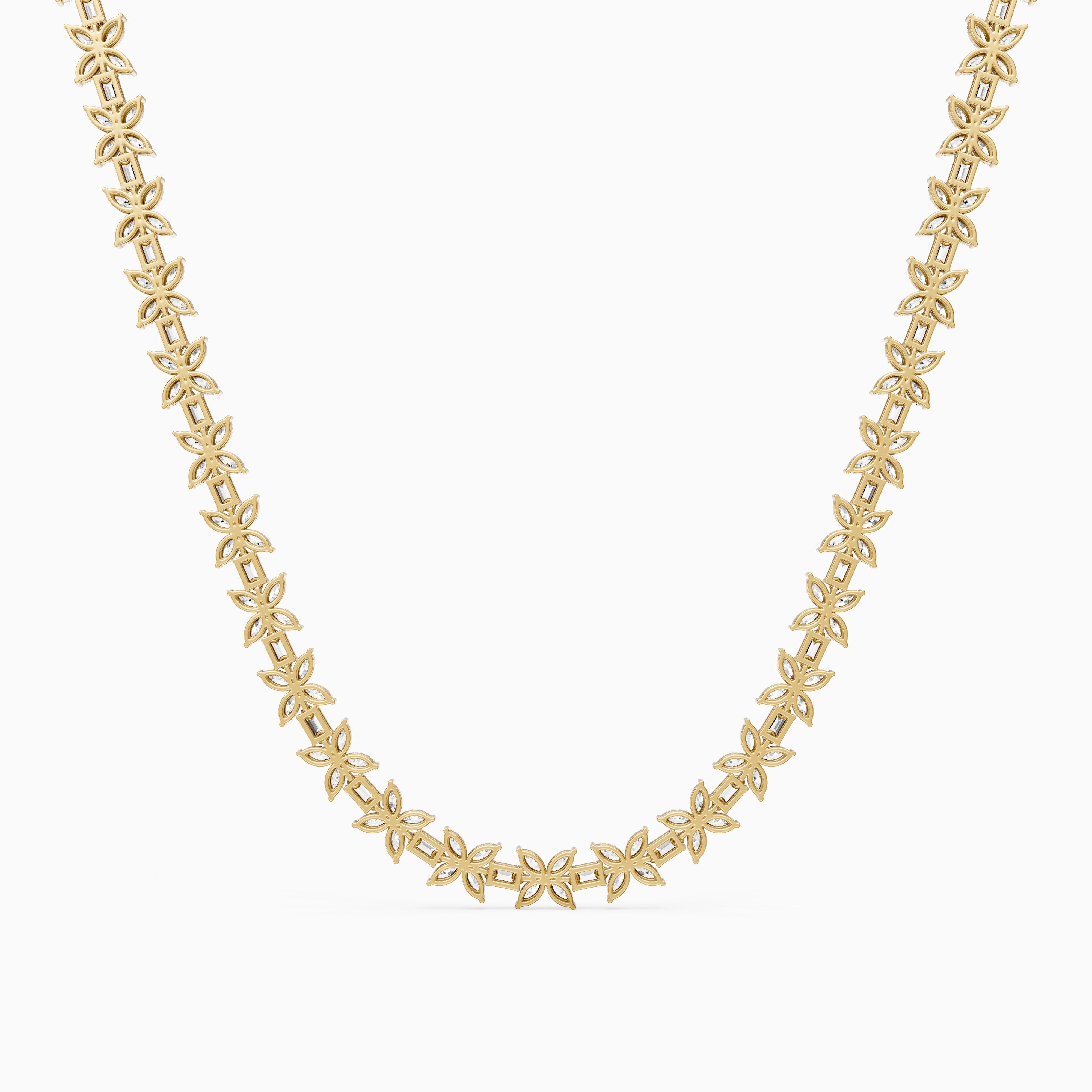 Aubree Marquise and Emerald Lab Grown Diamond Floral Necklace