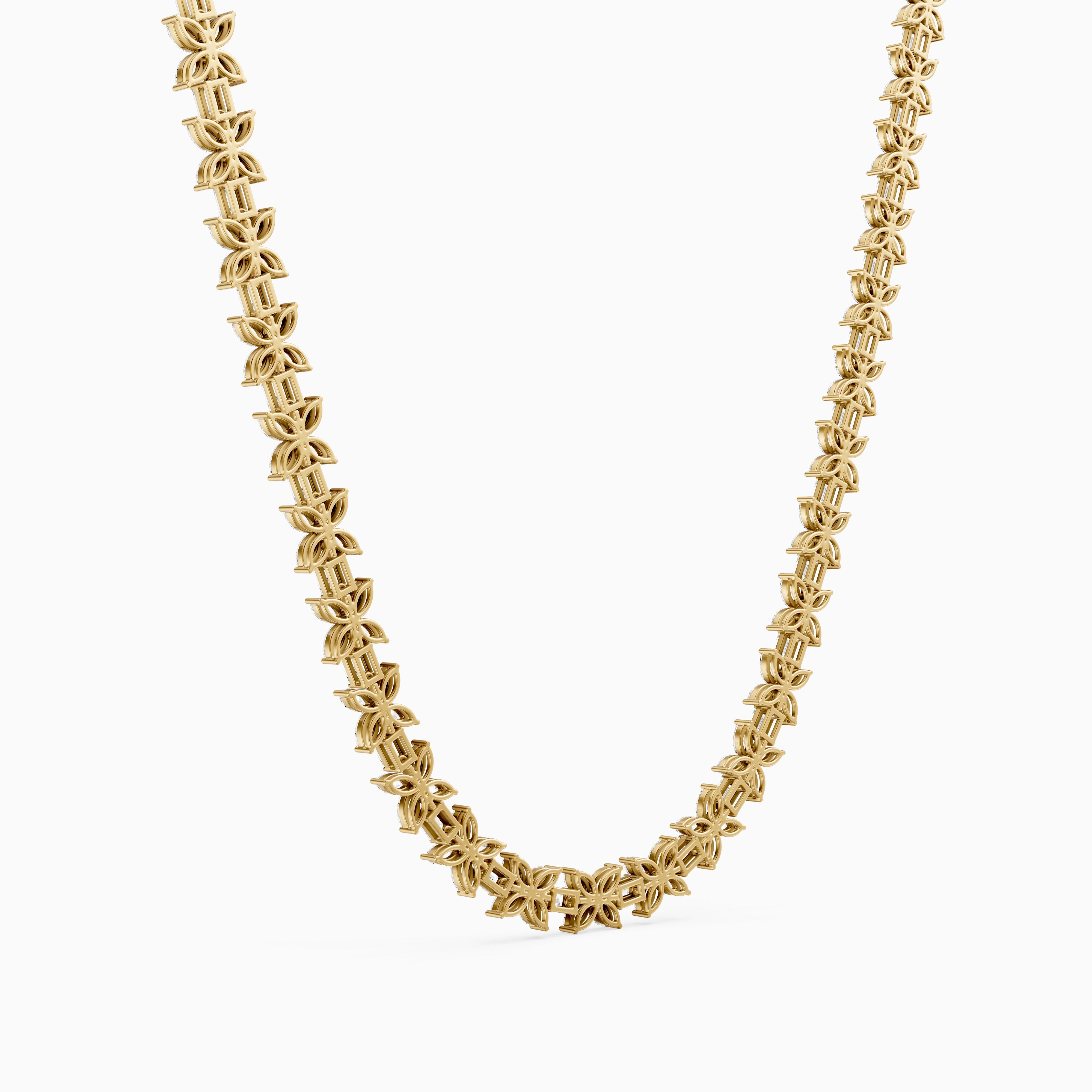Aubree Marquise and Emerald Lab Grown Diamond Floral Necklace
