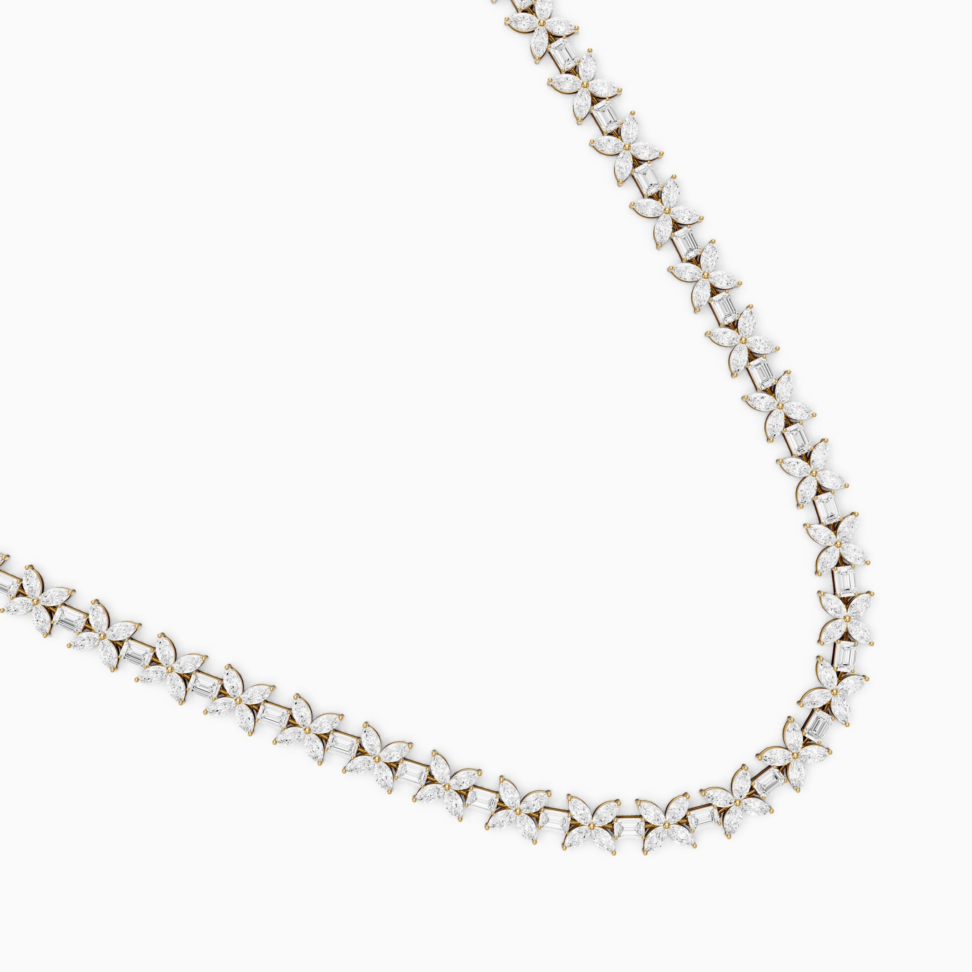 Aubree Marquise and Emerald Lab Grown Diamond Floral Necklace