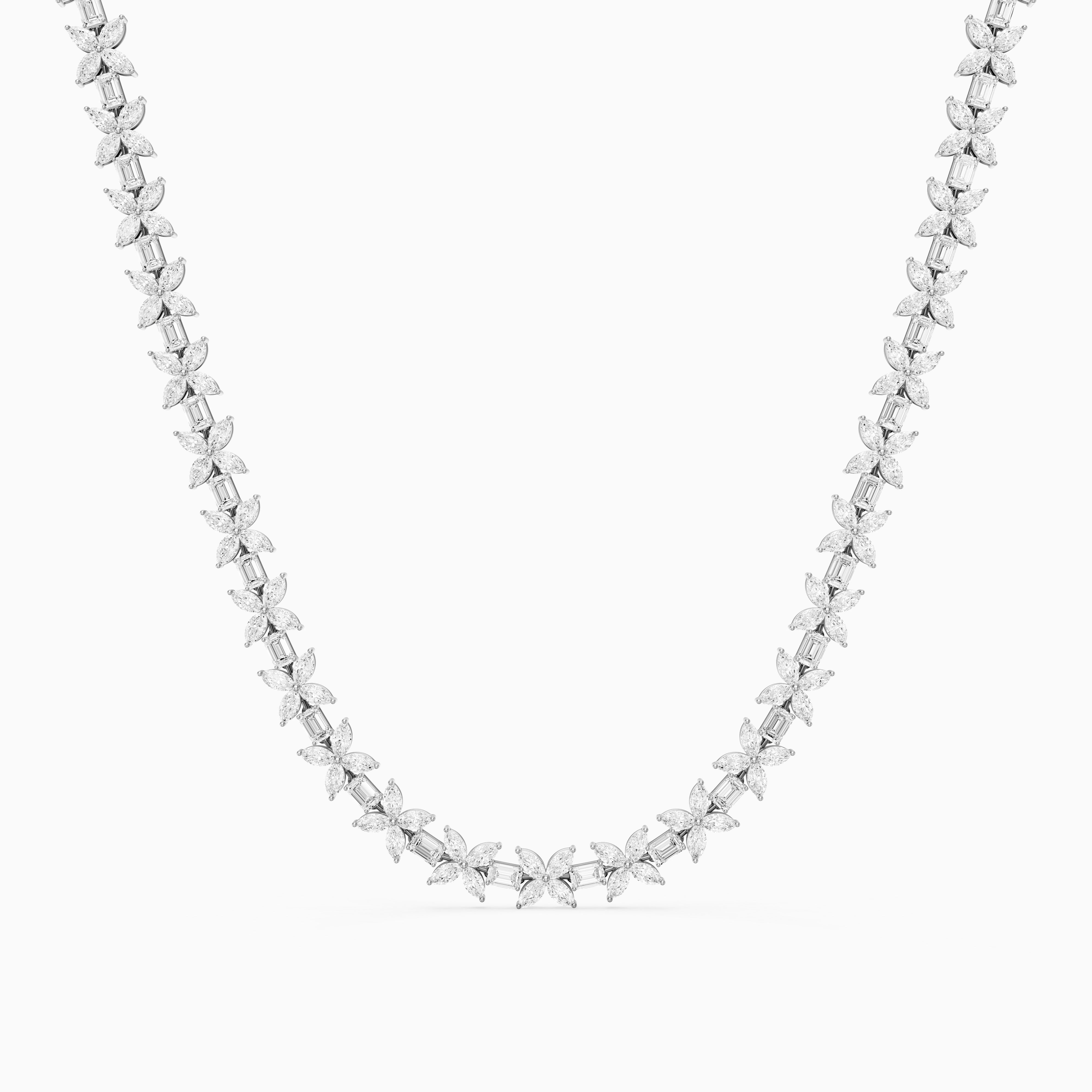 Aubree Marquise and Emerald Lab Grown Diamond Floral Necklace