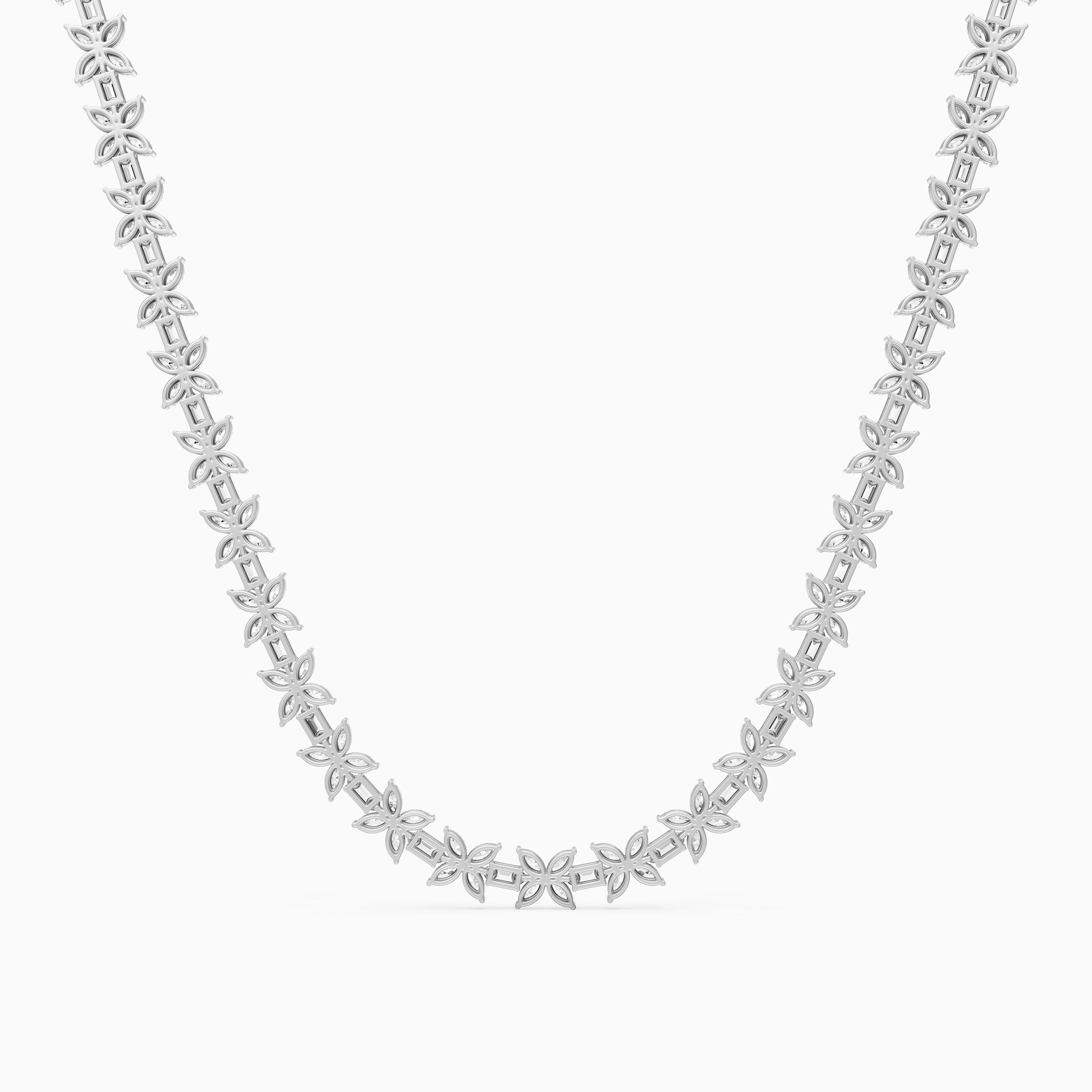 Aubree Marquise and Emerald Lab Grown Diamond Floral Necklace