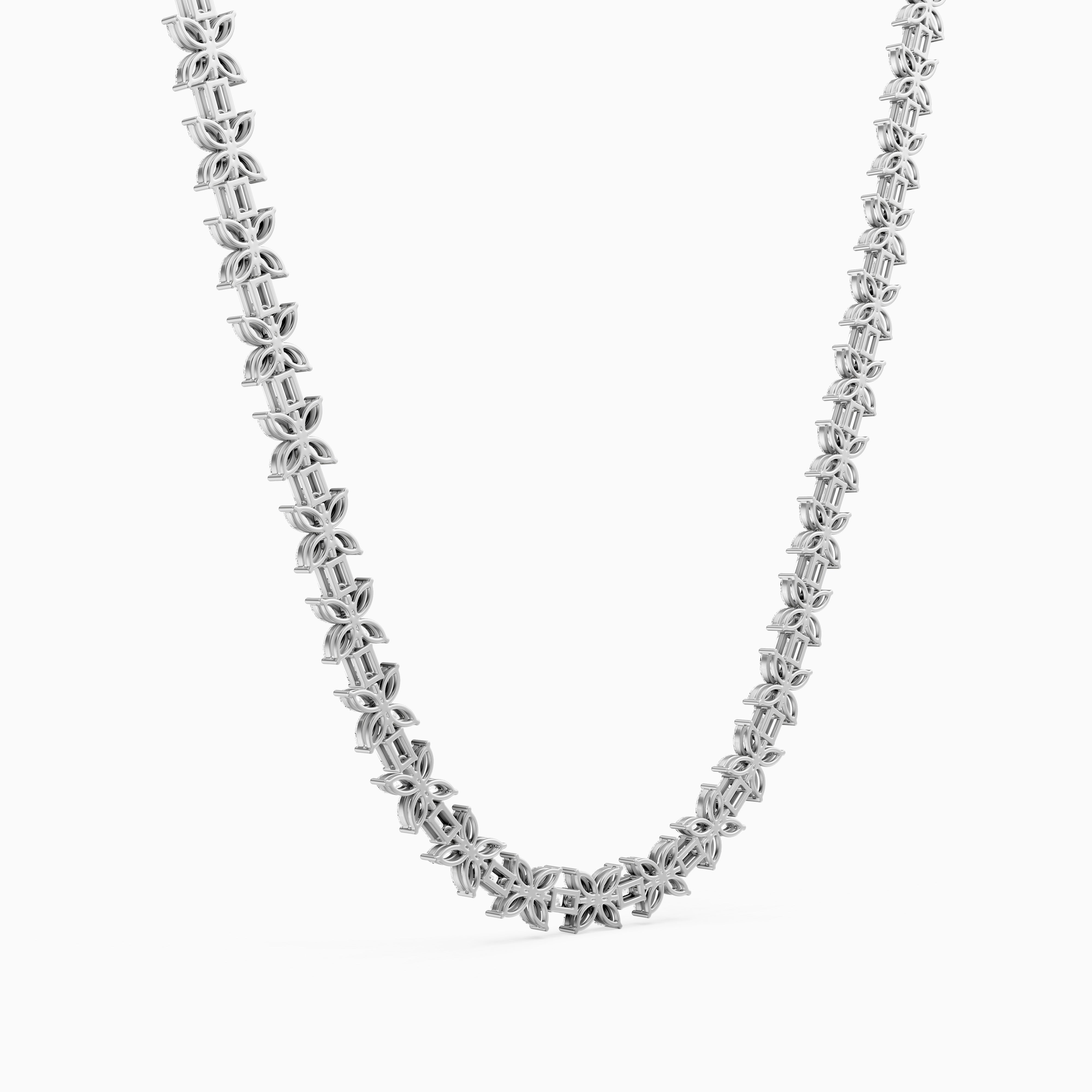 Aubree Marquise and Emerald Lab Grown Diamond Floral Necklace