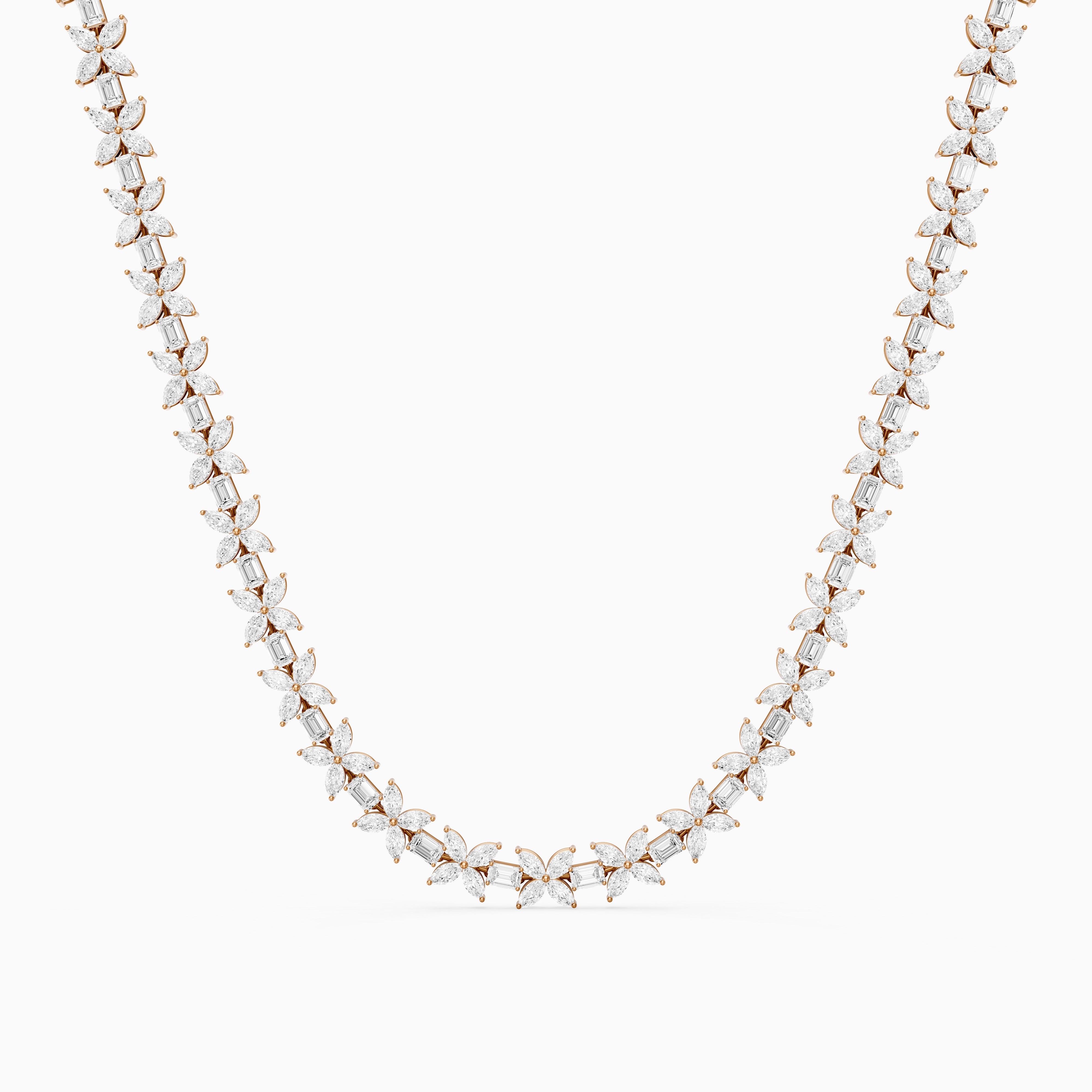 Aubree Marquise and Emerald Lab Grown Diamond Floral Necklace