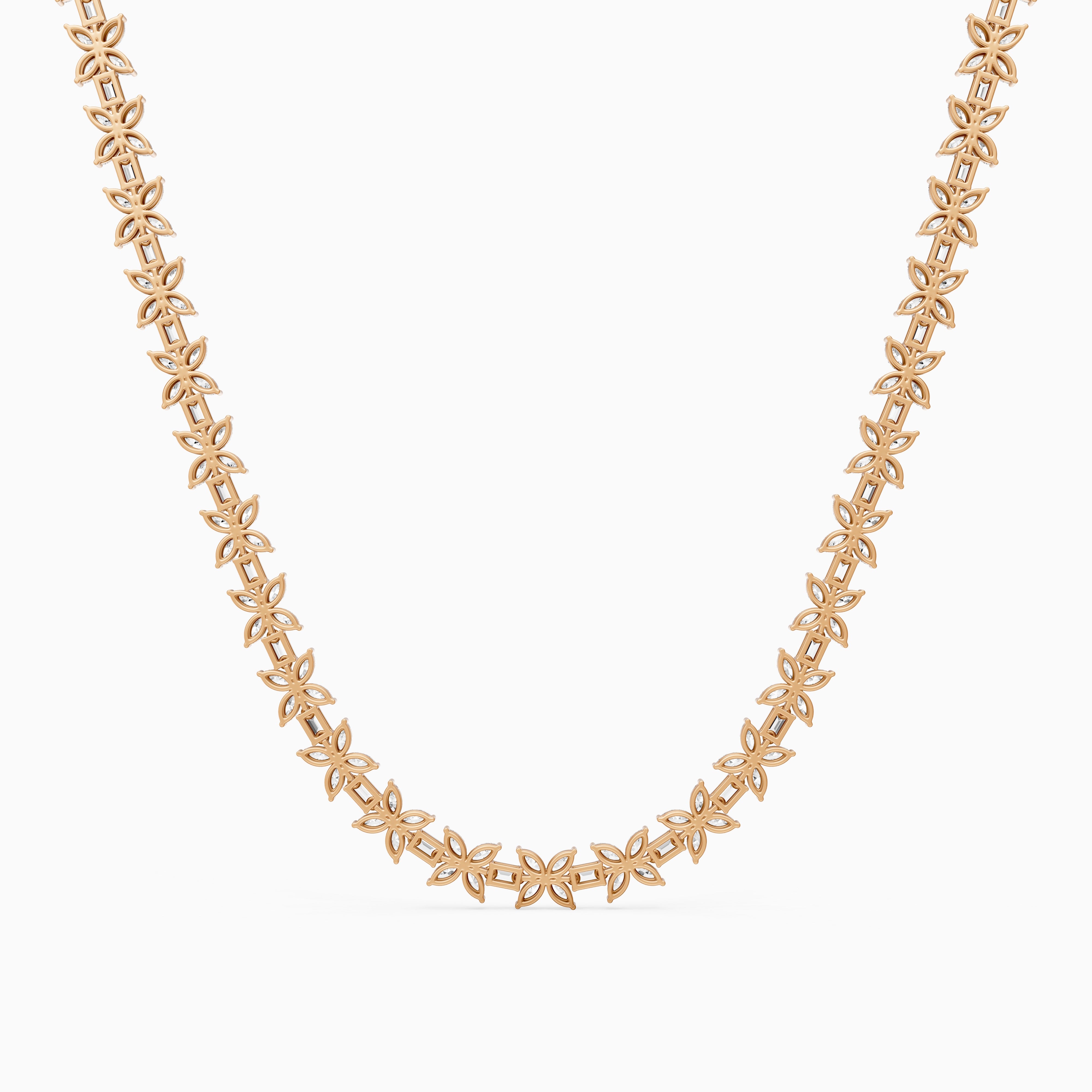 Aubree Marquise and Emerald Lab Grown Diamond Floral Necklace