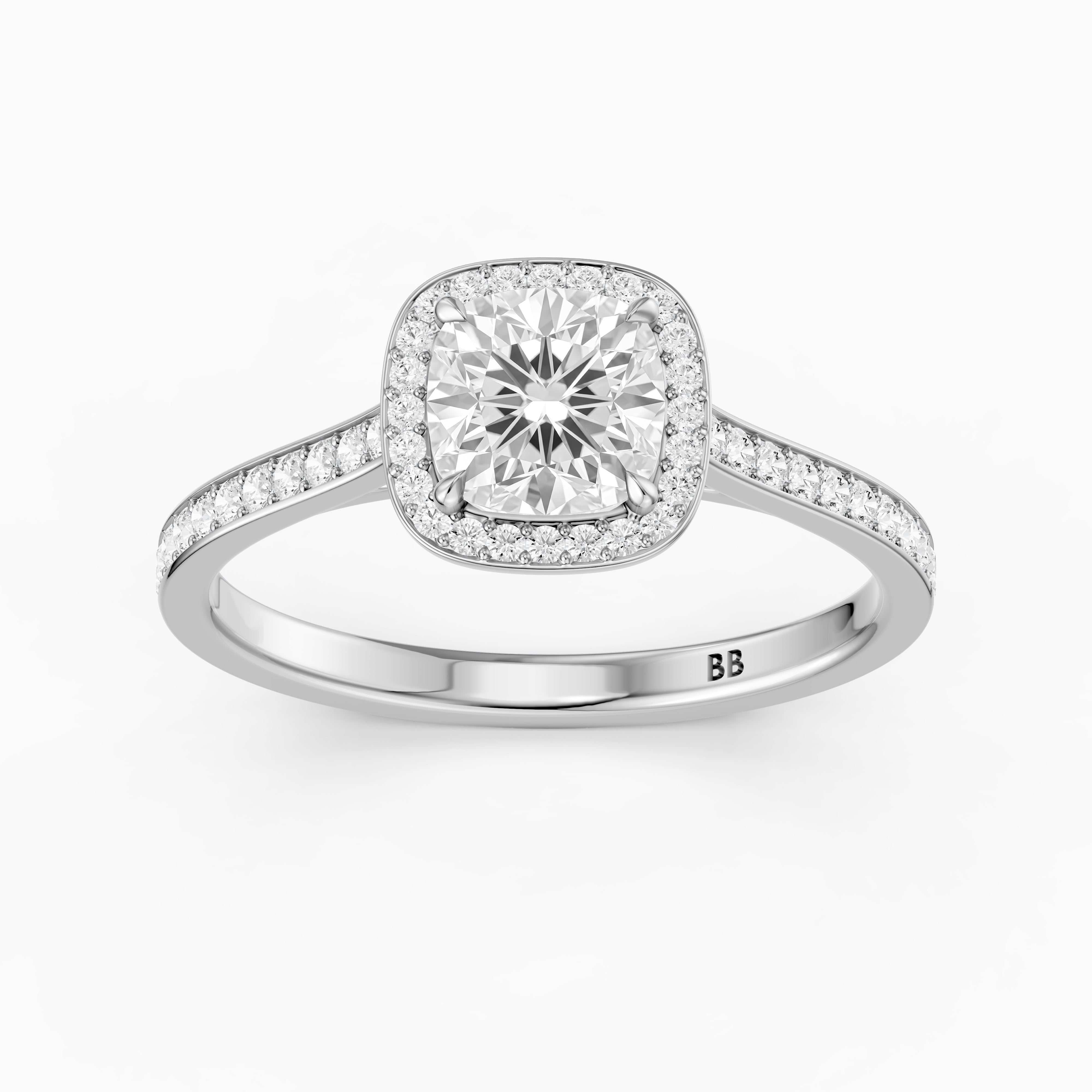 Kenzie Cushion Cut Halo Channel Set Lab Grown Diamond Ring