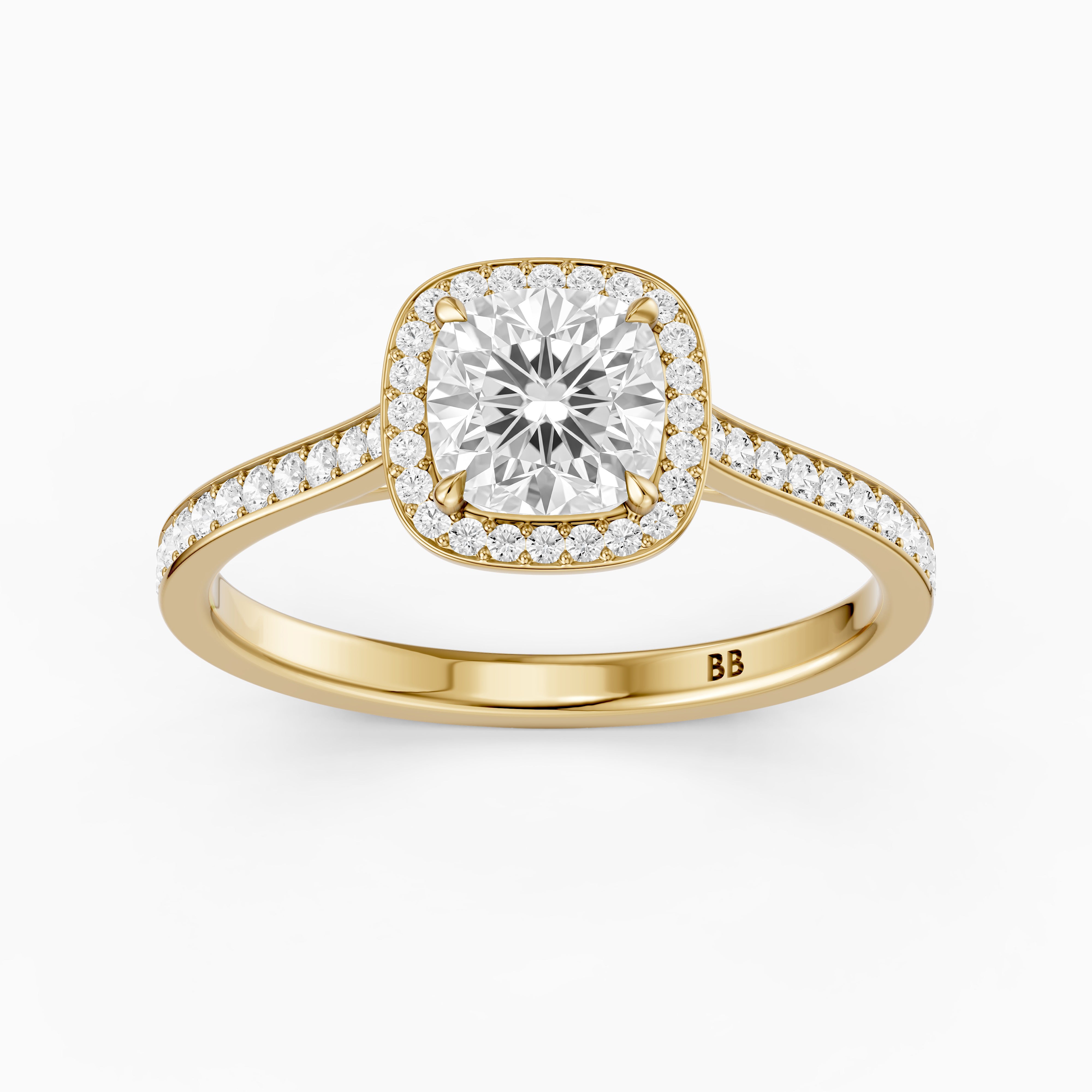 Kenzie Cushion Cut Halo Channel Set Lab Grown Diamond Ring