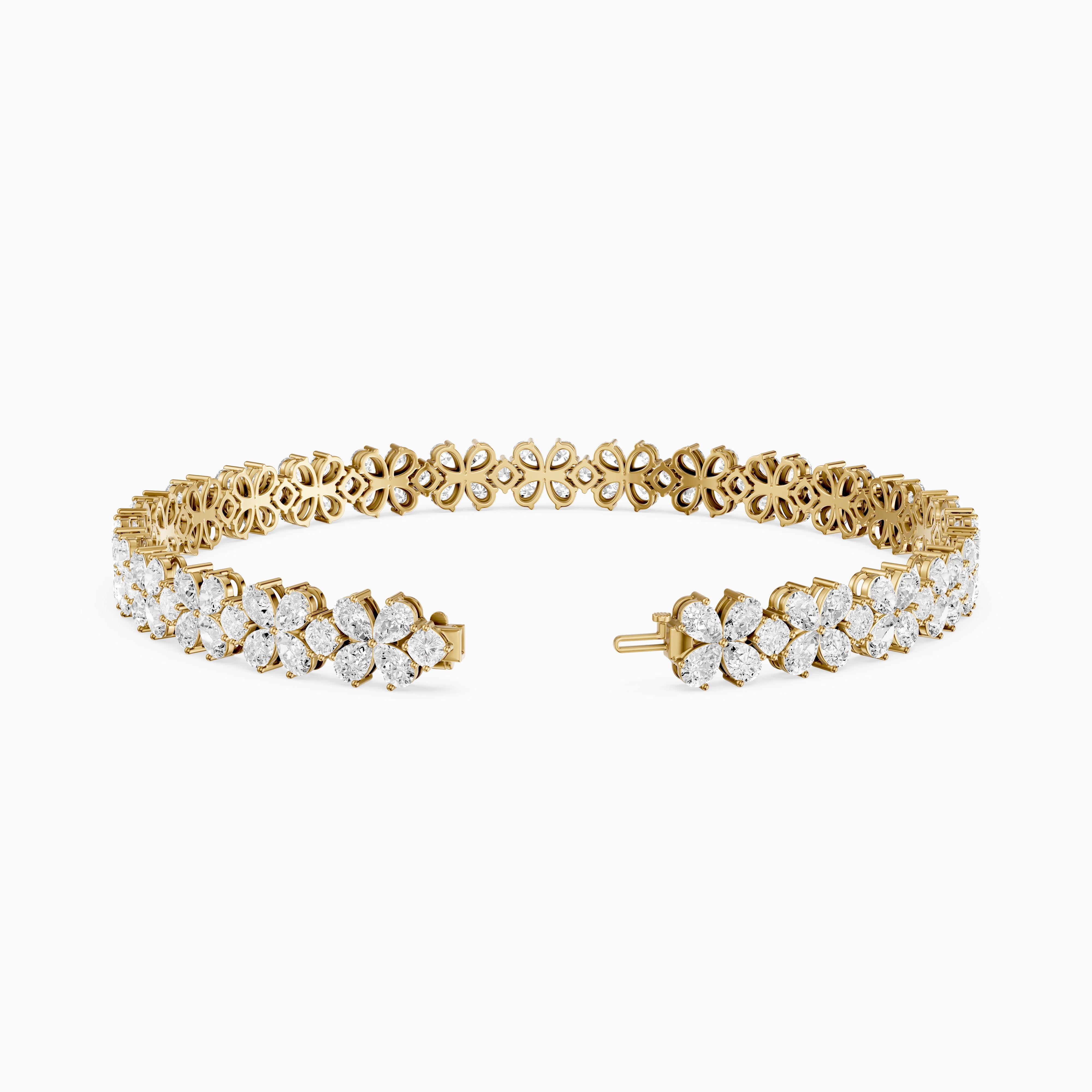 Cora Pear and Princess Cut Floral Lab Grown Diamond Tennis Bracelet