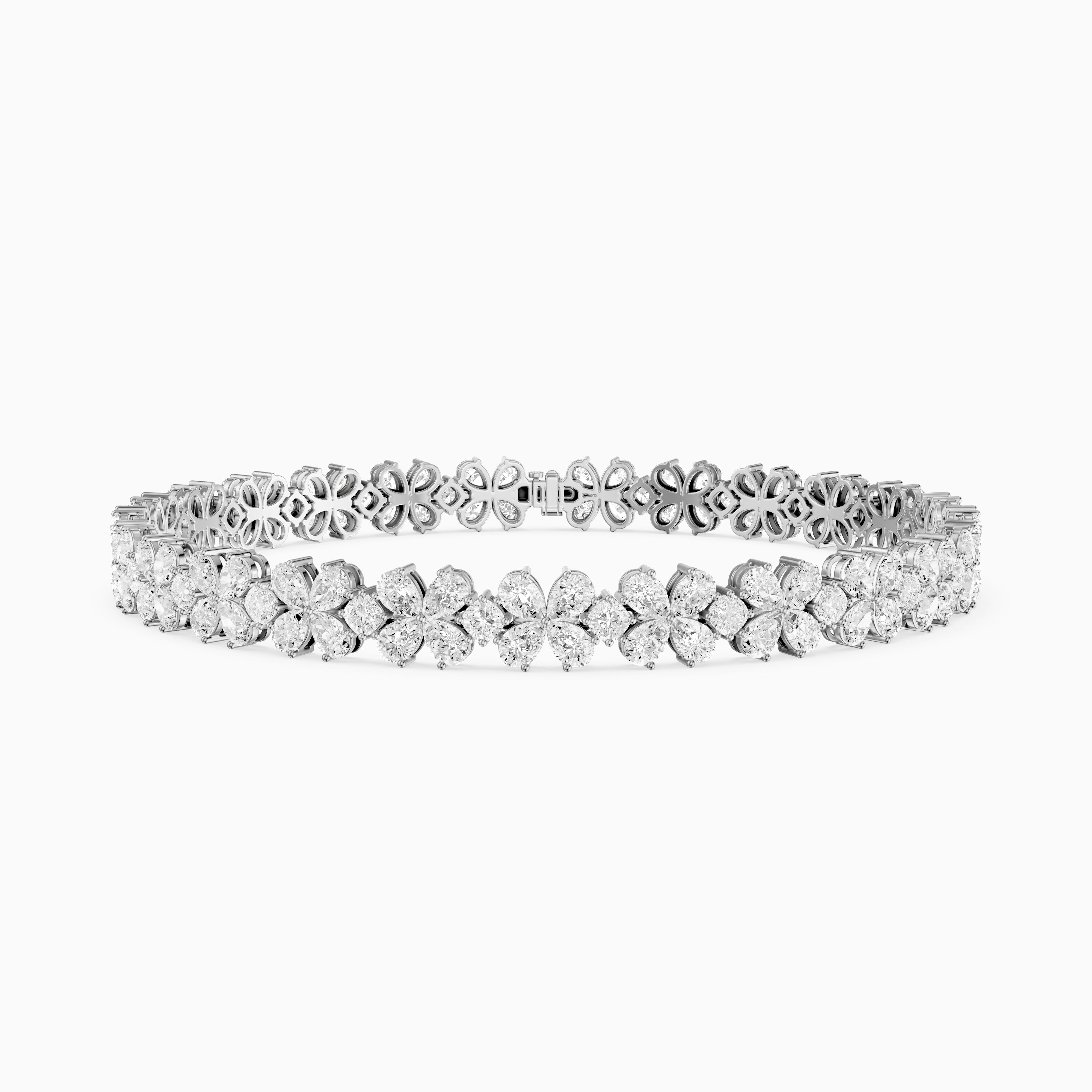 Cora Pear and Princess Cut Floral Lab Grown Diamond Tennis Bracelet
