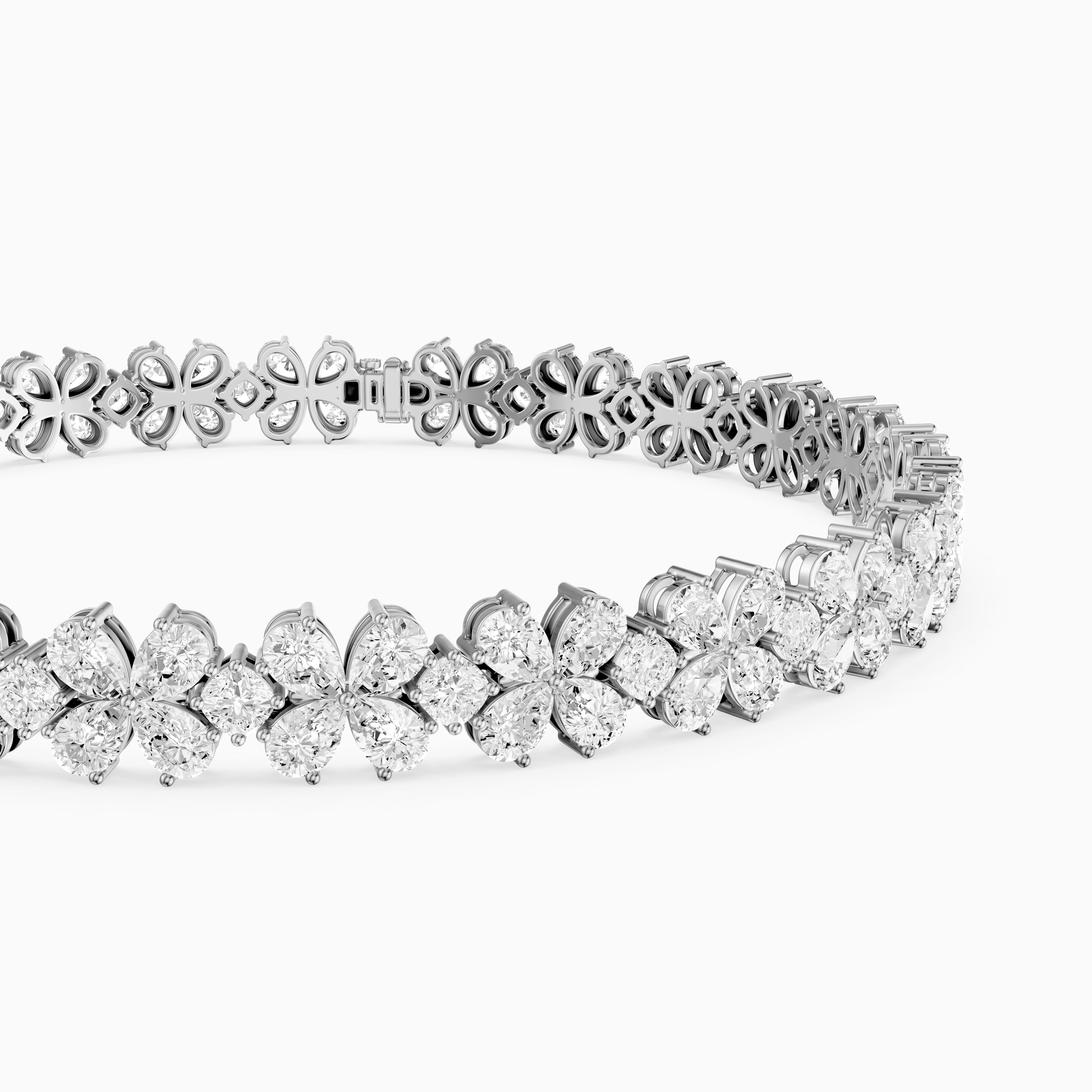 Cora Pear and Princess Cut Floral Lab Grown Diamond Tennis Bracelet