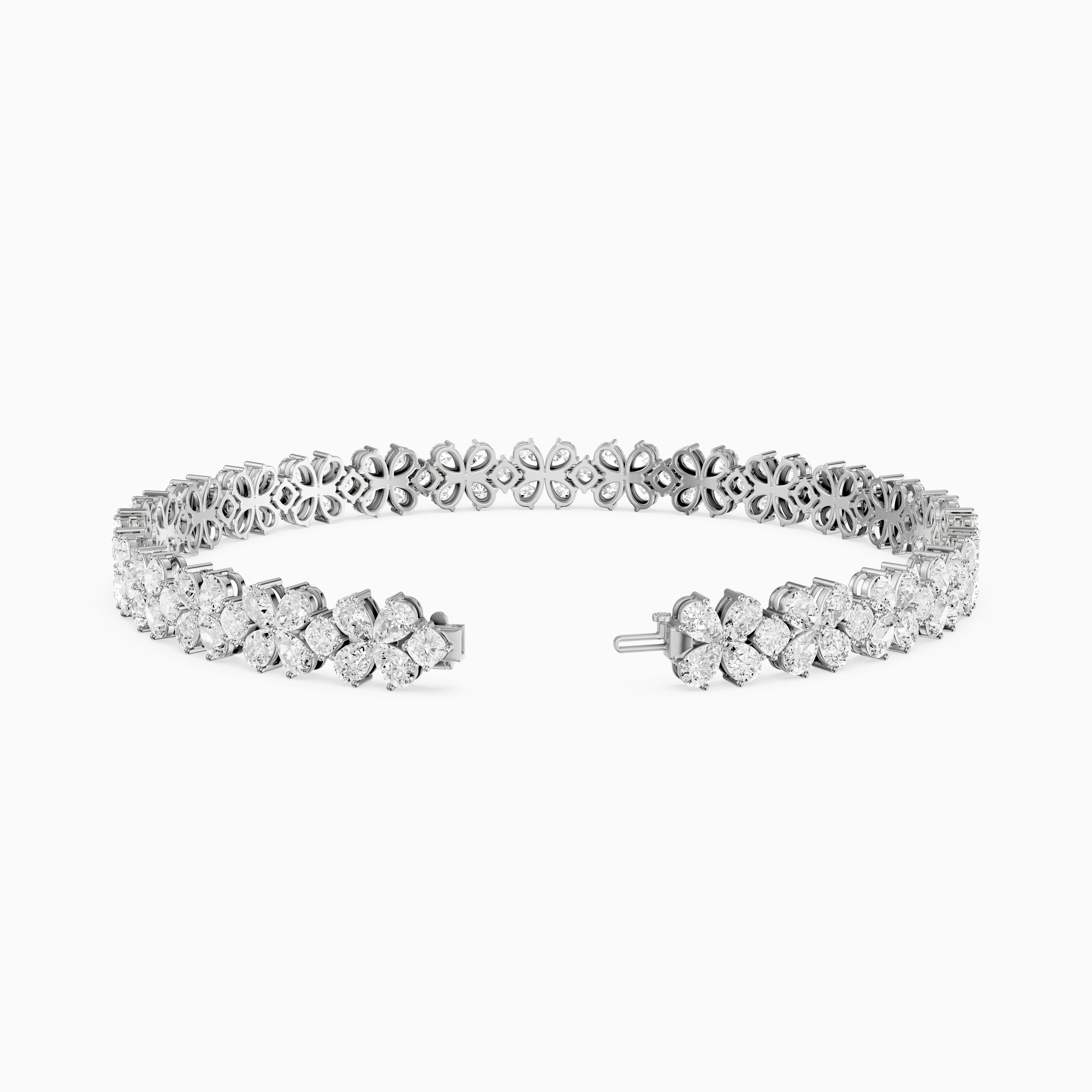 Cora Pear and Princess Cut Floral Lab Grown Diamond Tennis Bracelet
