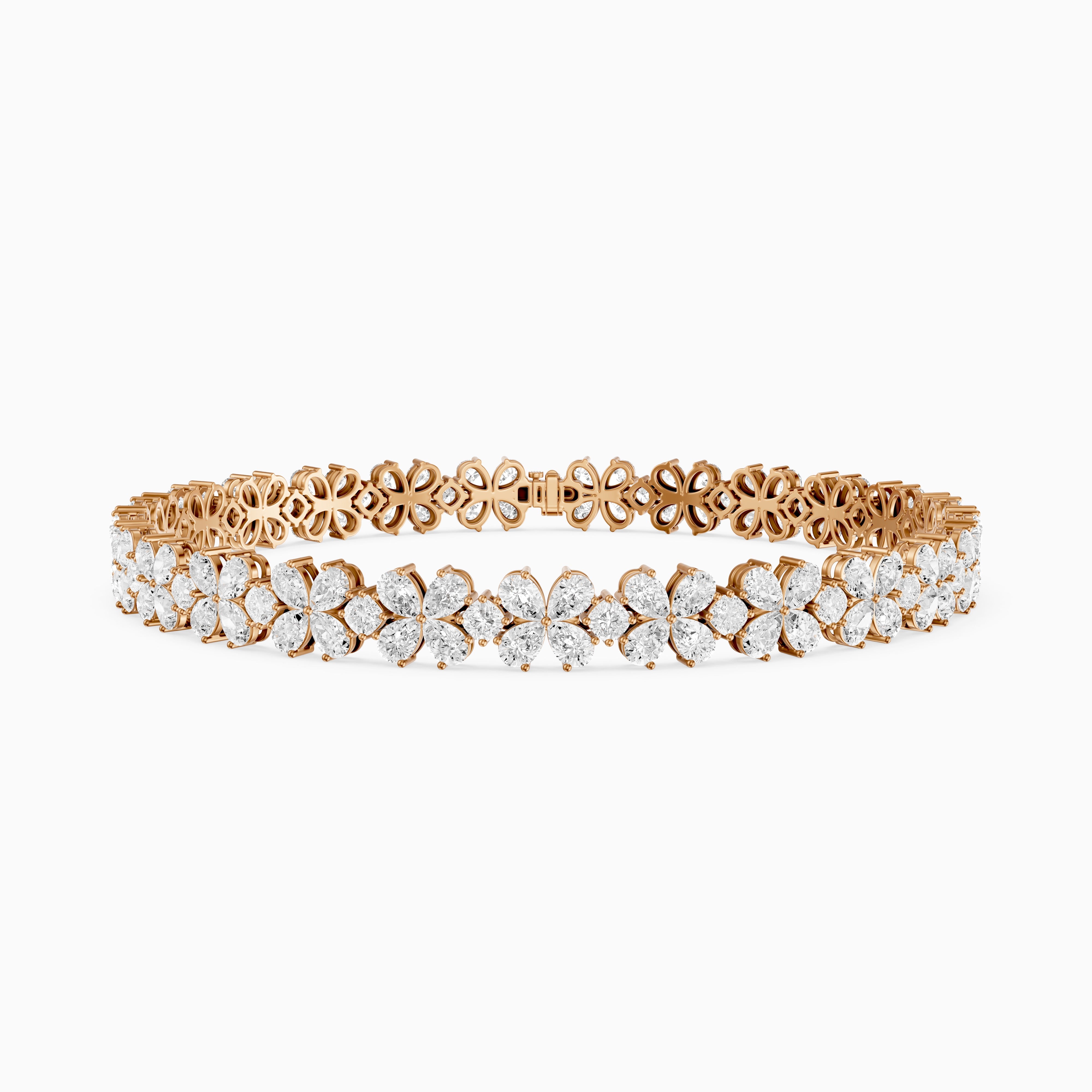 Cora Pear and Princess Cut Floral Lab Grown Diamond Tennis Bracelet