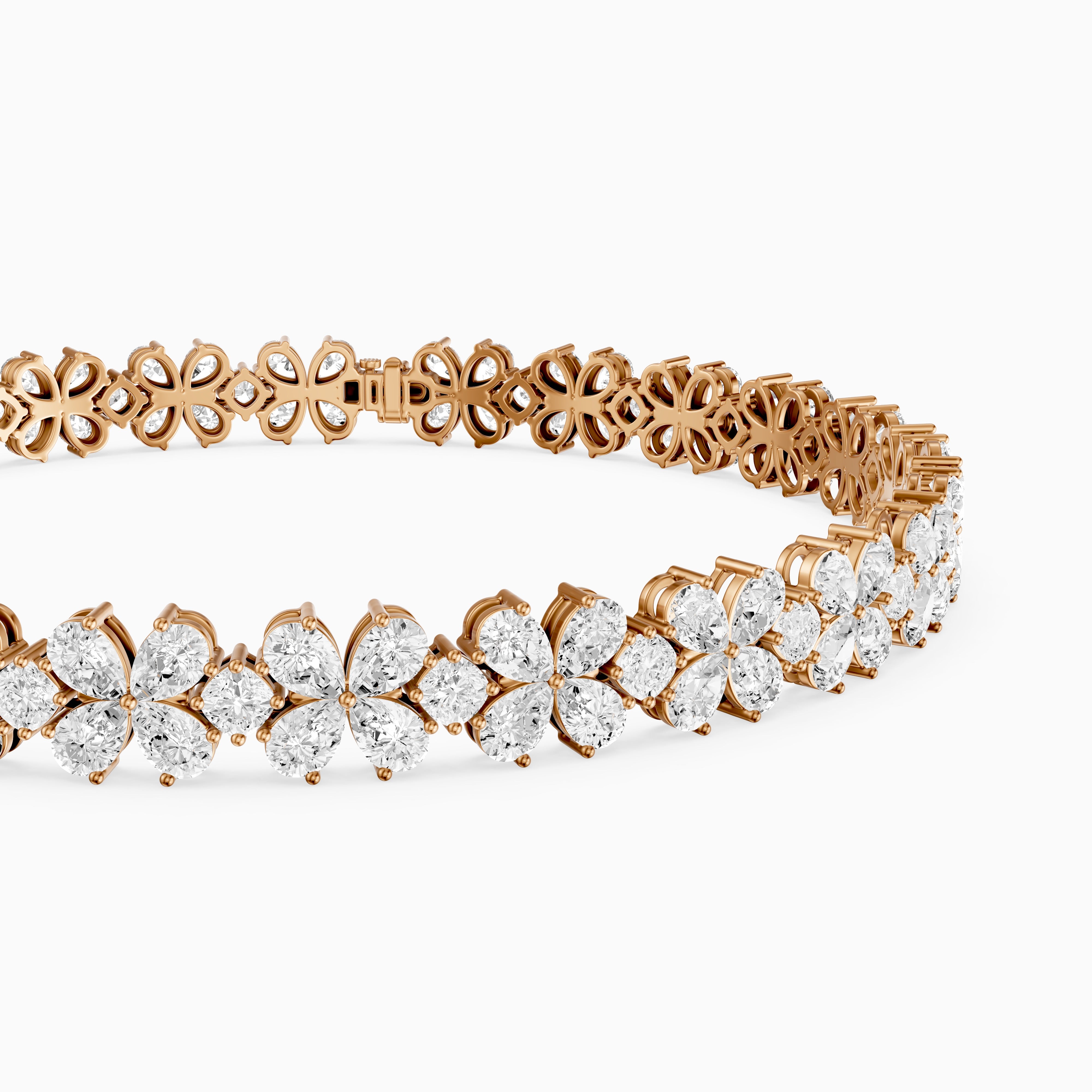 Cora Pear and Princess Cut Floral Lab Grown Diamond Tennis Bracelet