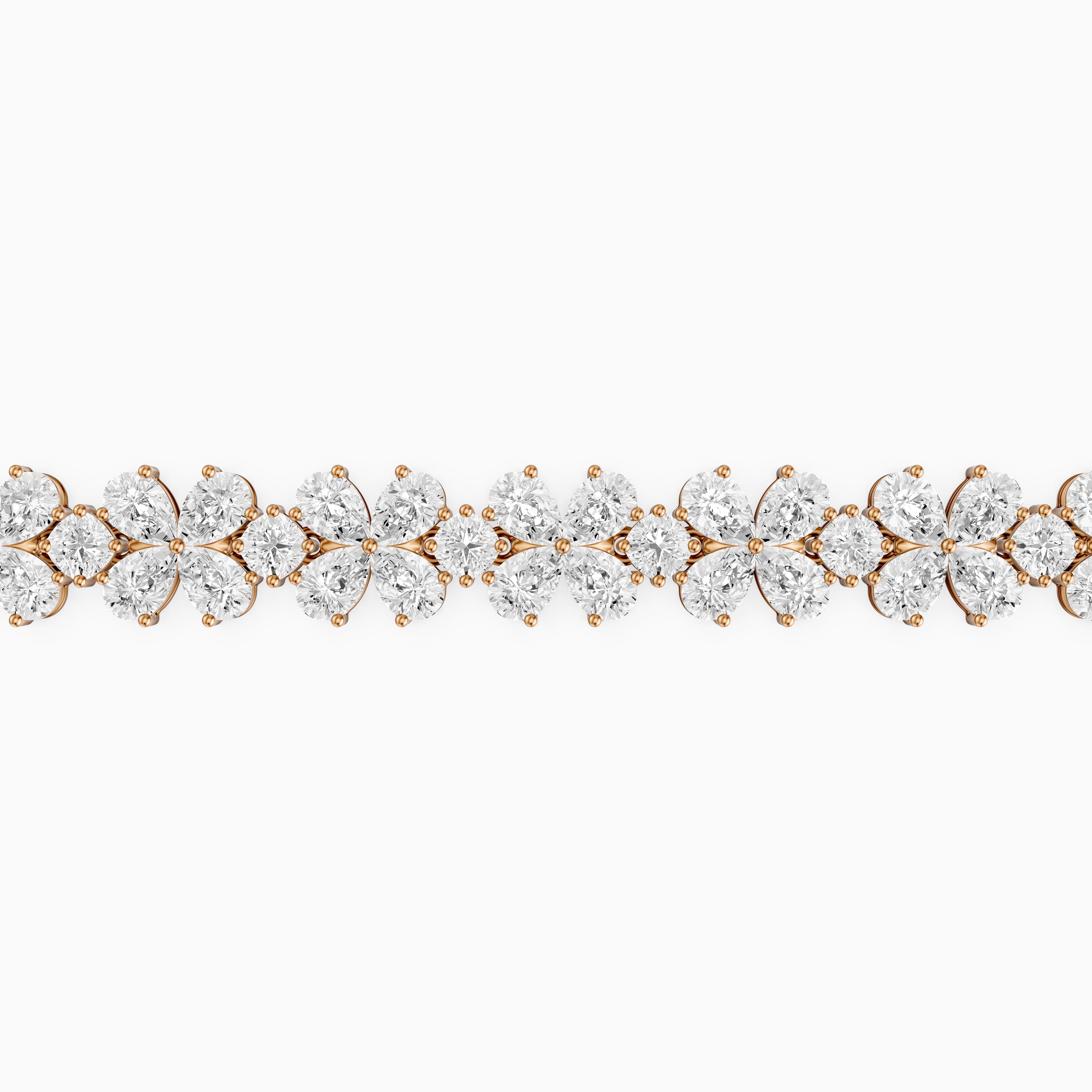 Cora Pear and Princess Cut Floral Lab Grown Diamond Tennis Bracelet