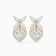 Zadie Marquise Butterfly Cluster and Heart Lab Grown Diamond Halo Drop Earrings