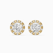 Sabella Round Lab Grown Diamond Crown Halo Stud Earrings