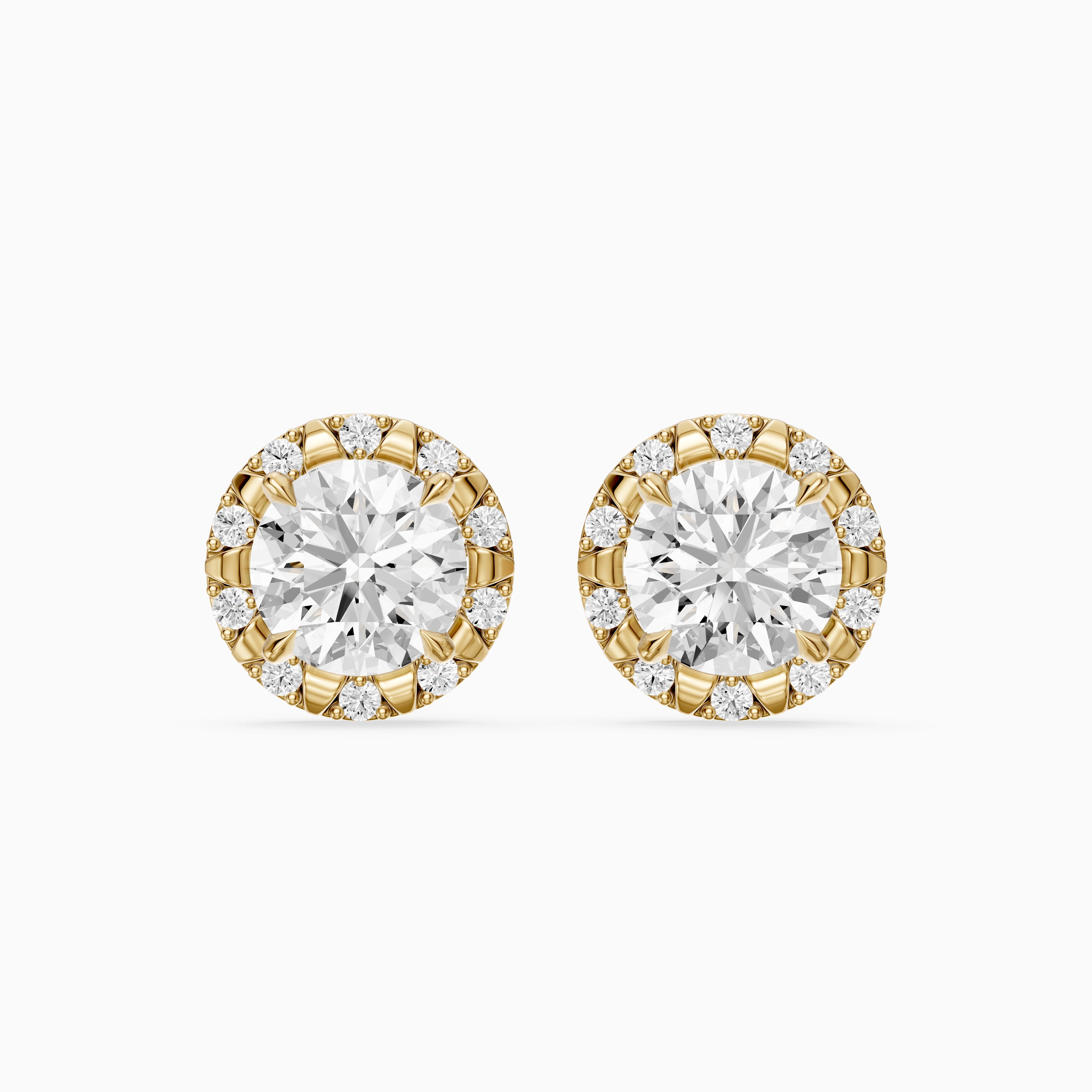 Sabella Round Lab Grown Diamond Crown Halo Stud Earrings