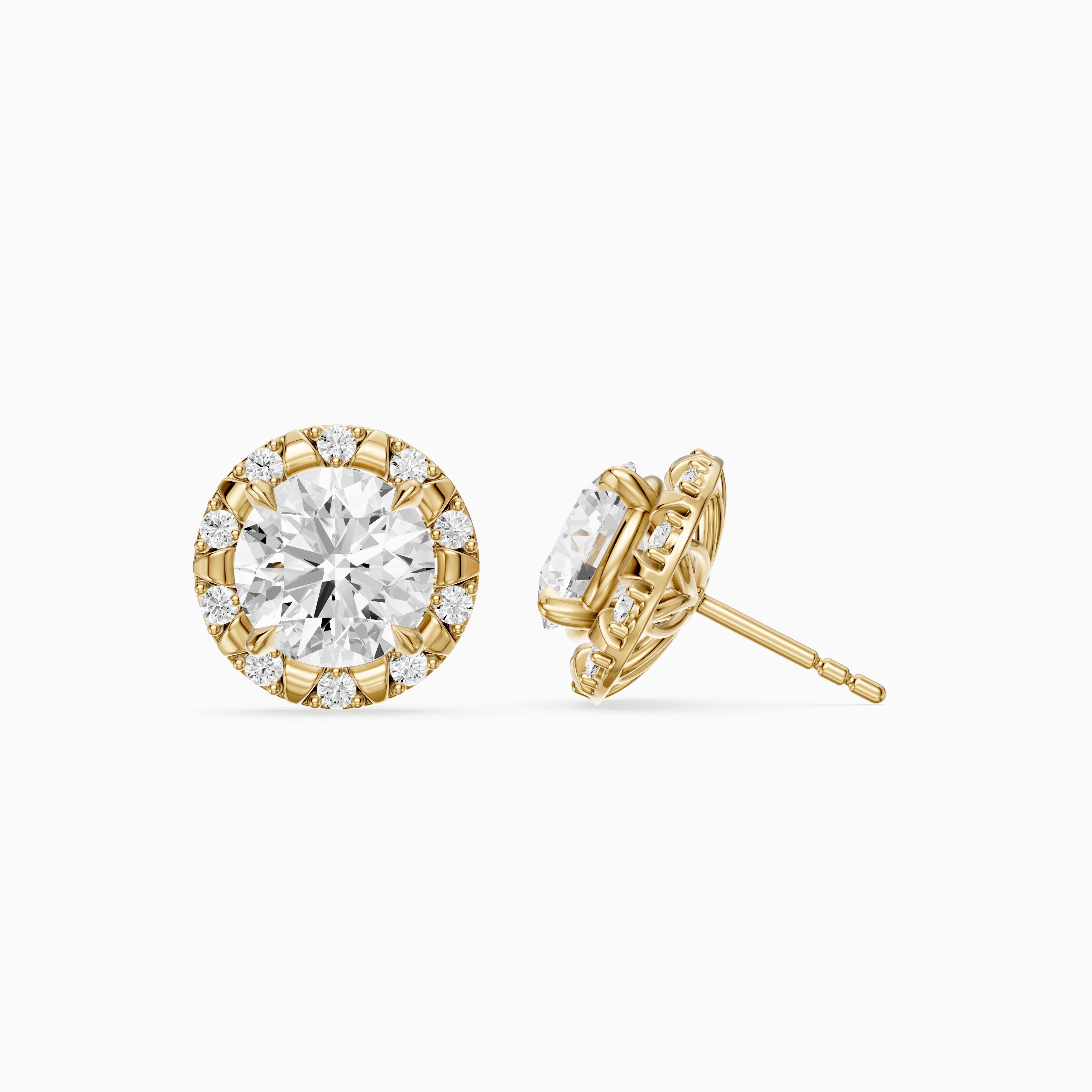 Sabella Round Lab Grown Diamond Crown Halo Stud Earrings