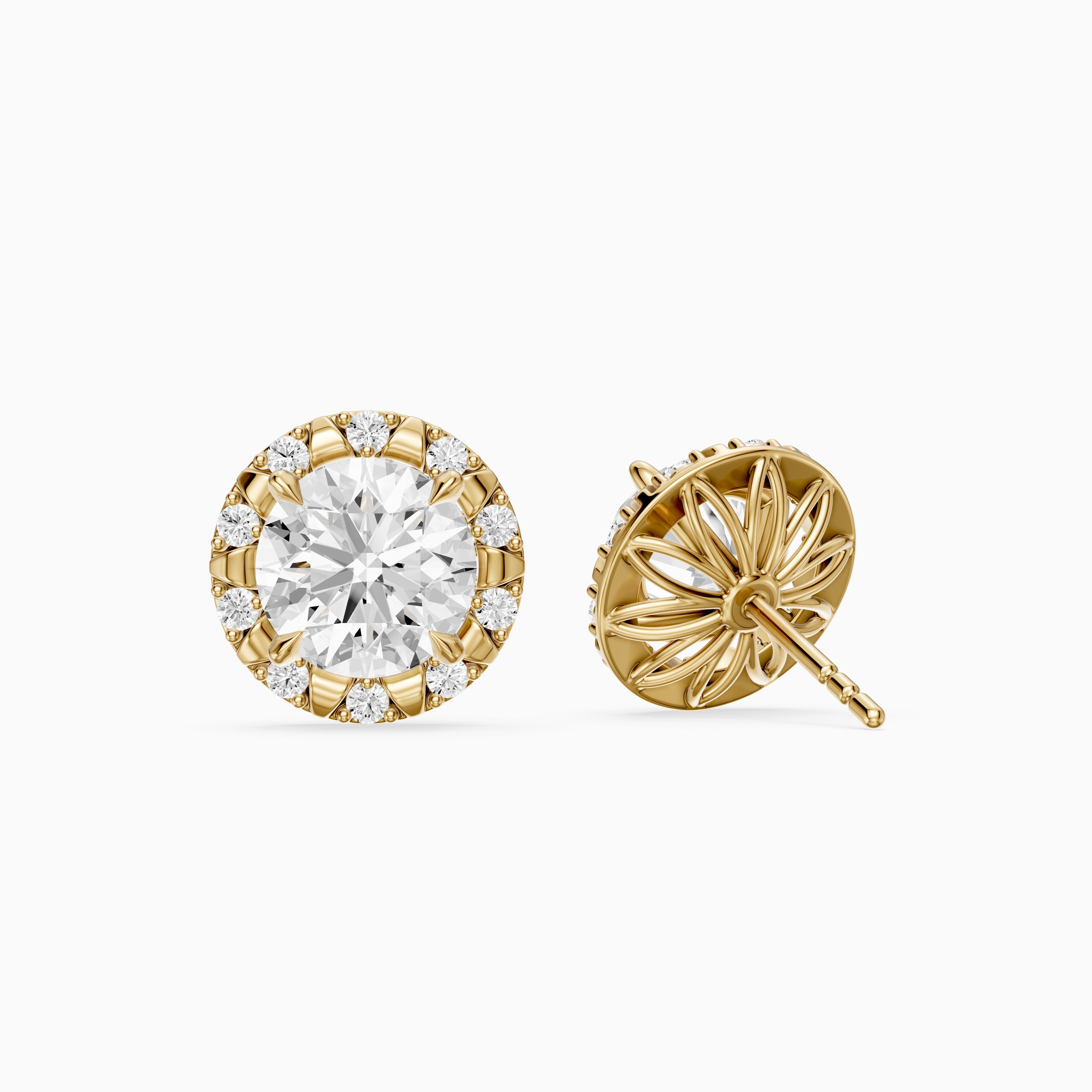 Sabella Round Lab Grown Diamond Crown Halo Stud Earrings