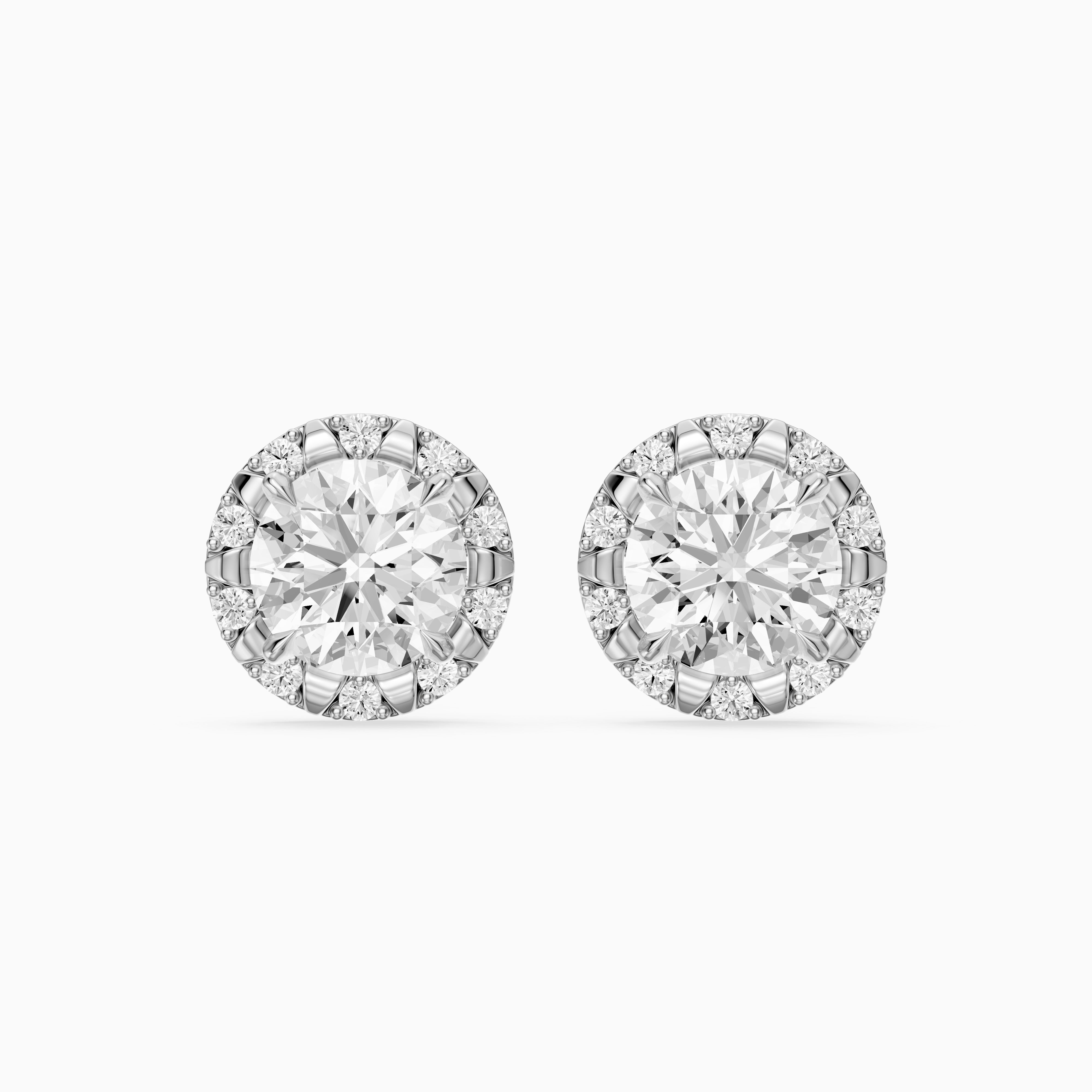 Sabella Round Lab Grown Diamond Crown Halo Stud Earrings