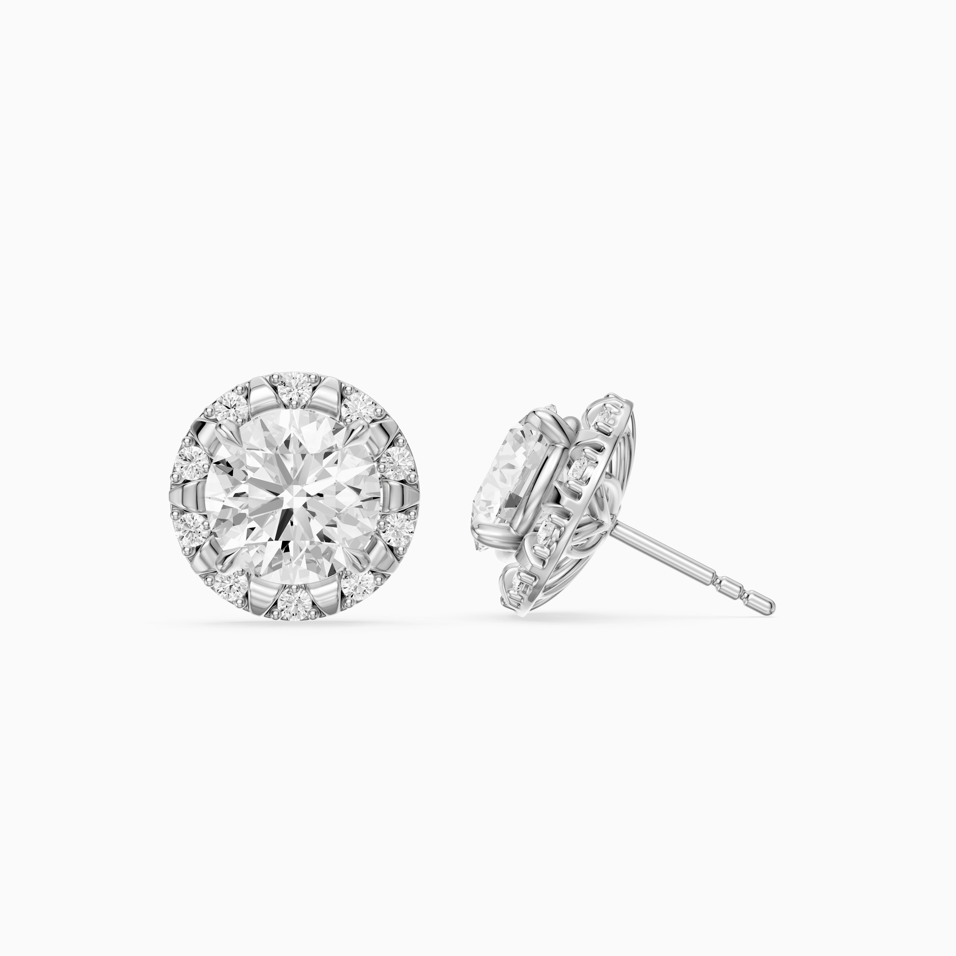 Sabella Round Lab Grown Diamond Crown Halo Stud Earrings