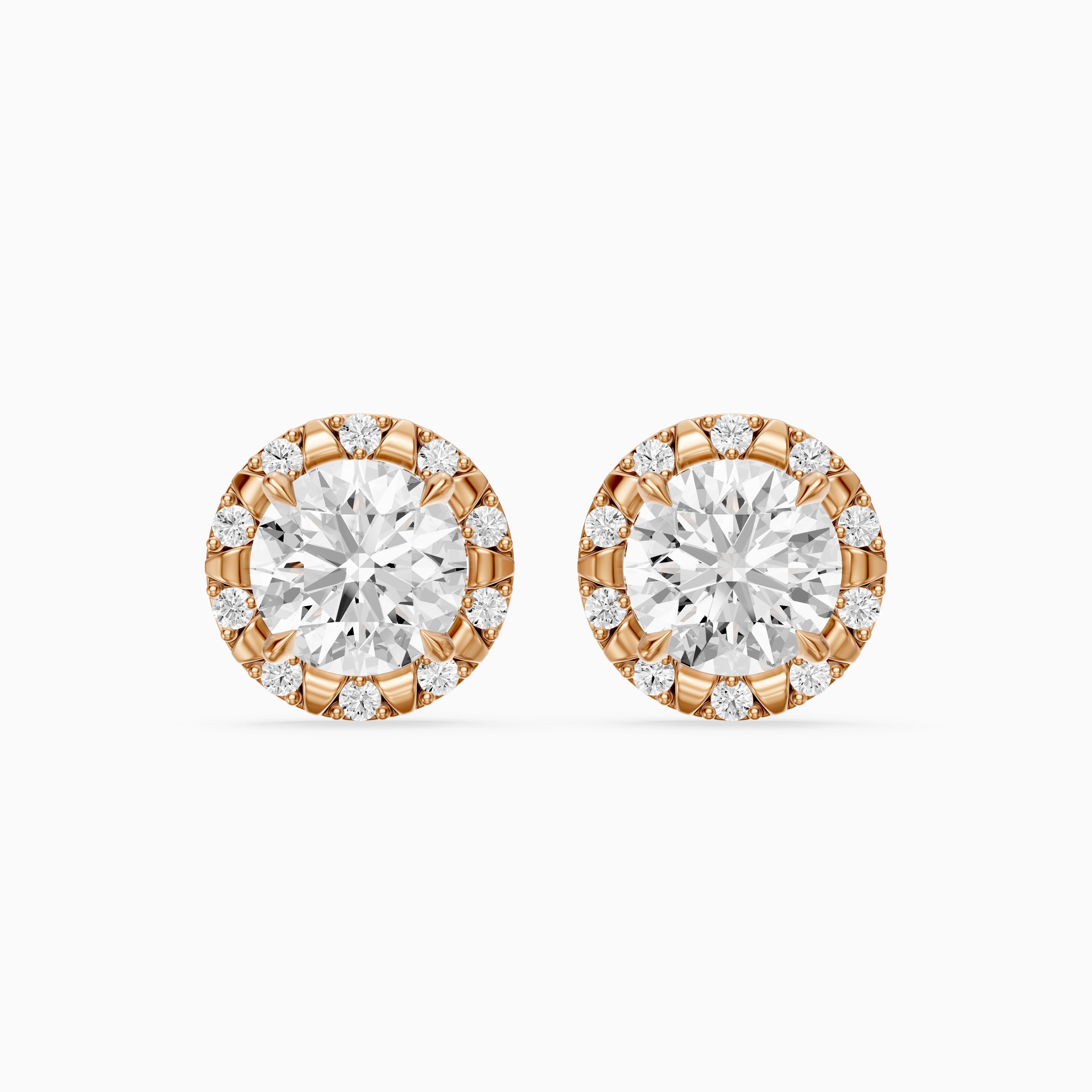 Sabella Round Lab Grown Diamond Crown Halo Stud Earrings