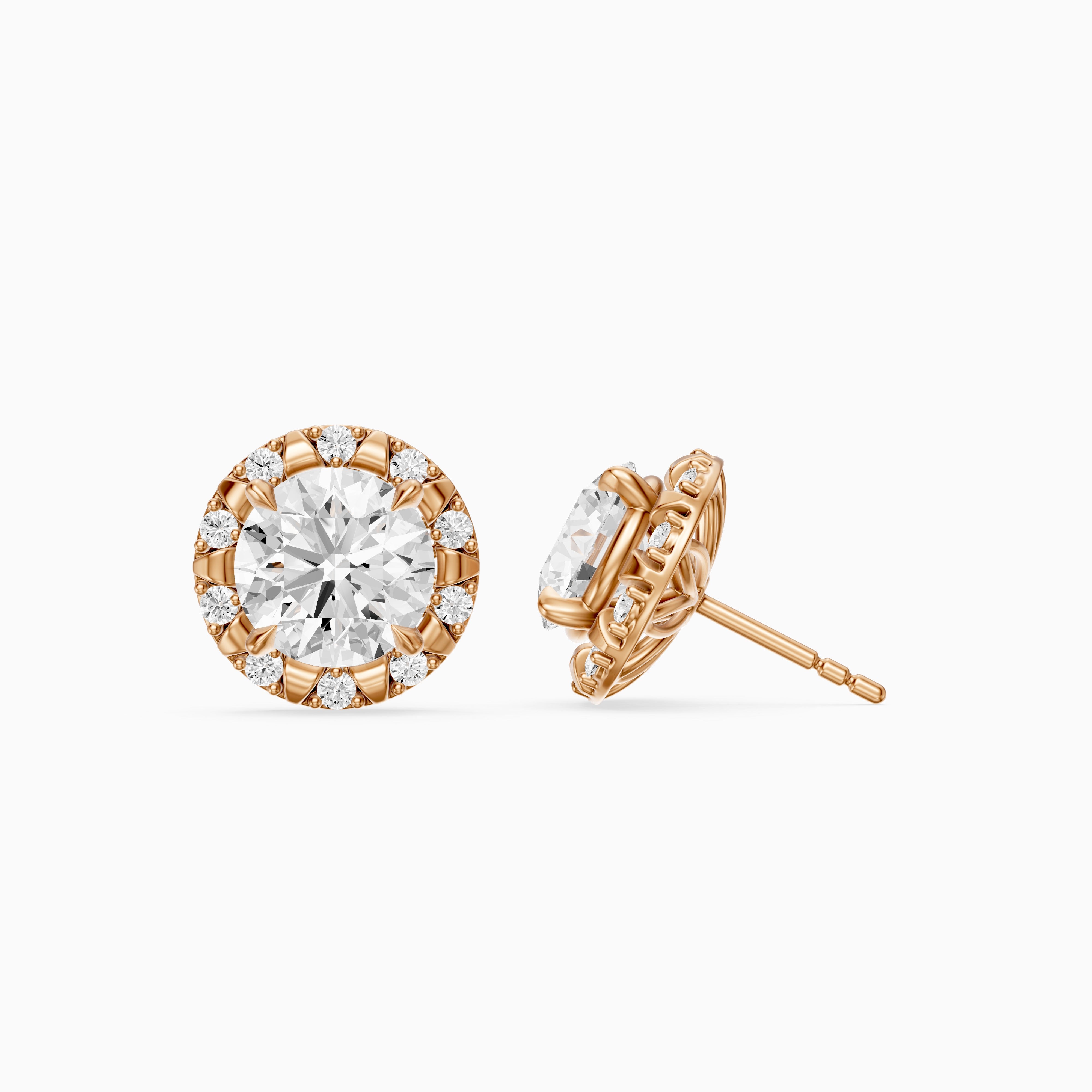 Sabella Round Lab Grown Diamond Crown Halo Stud Earrings