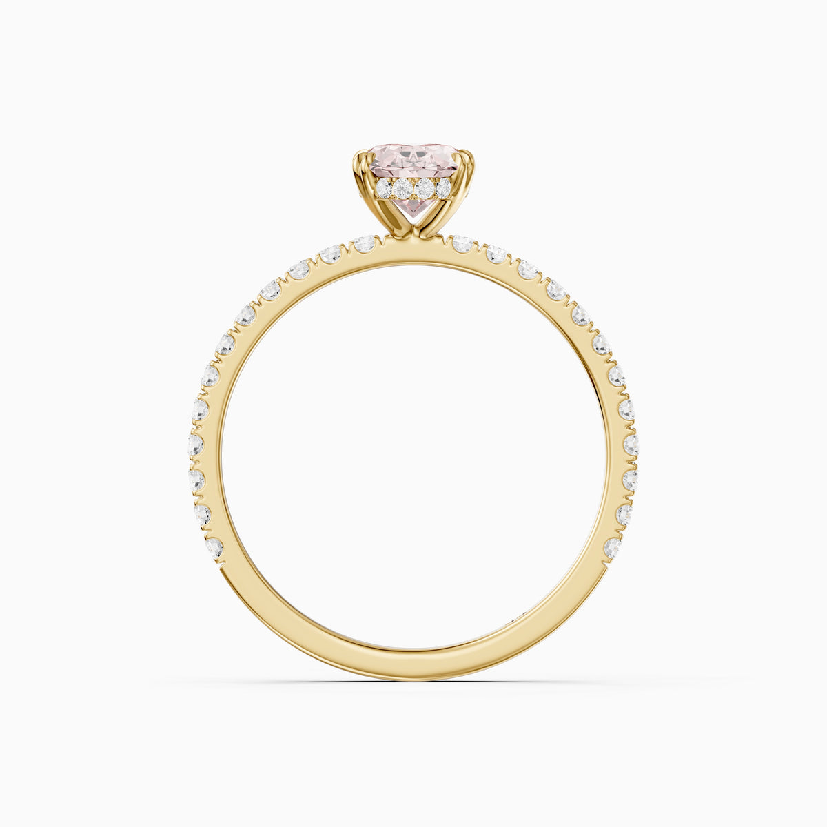Pippa Oval Hidden Halo Pavé Band Pink Lab Grown Diamond Ring